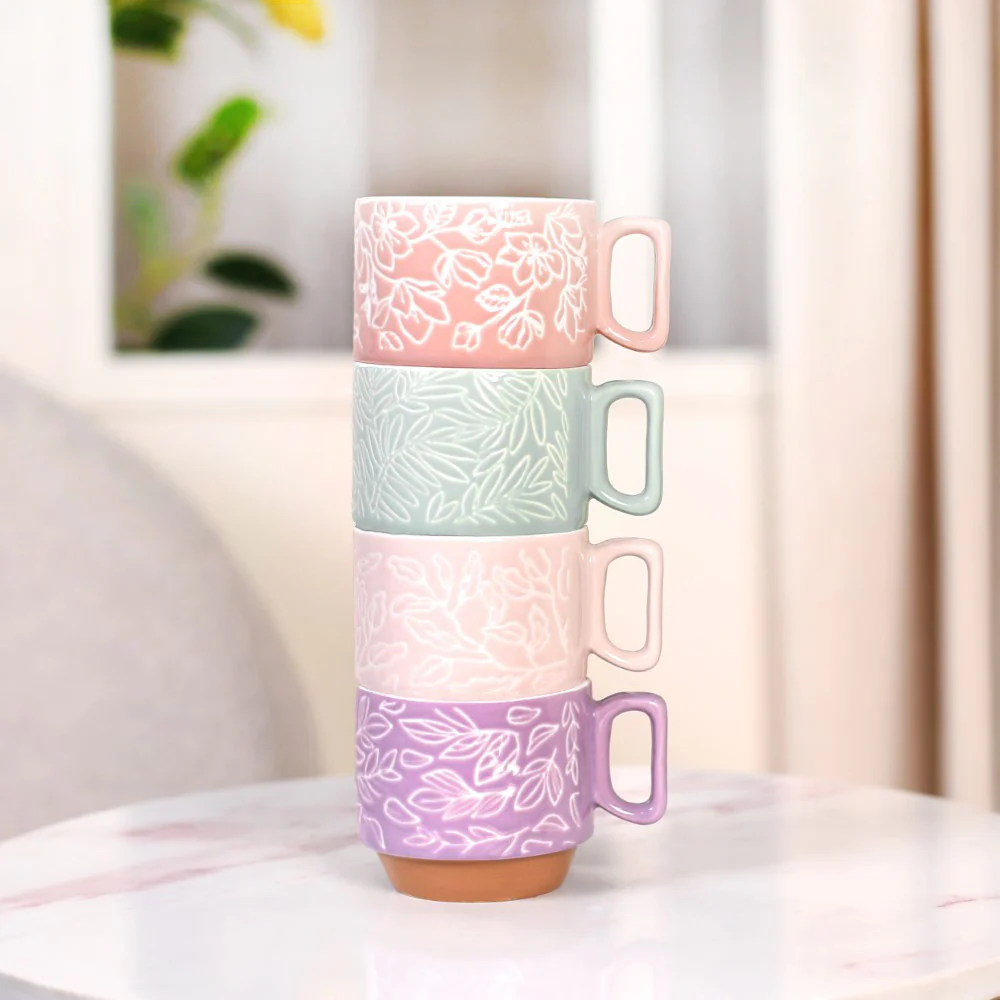 Ceramic Gaia Stackable Coffee Cup Set Of 4 250ml - Image 2