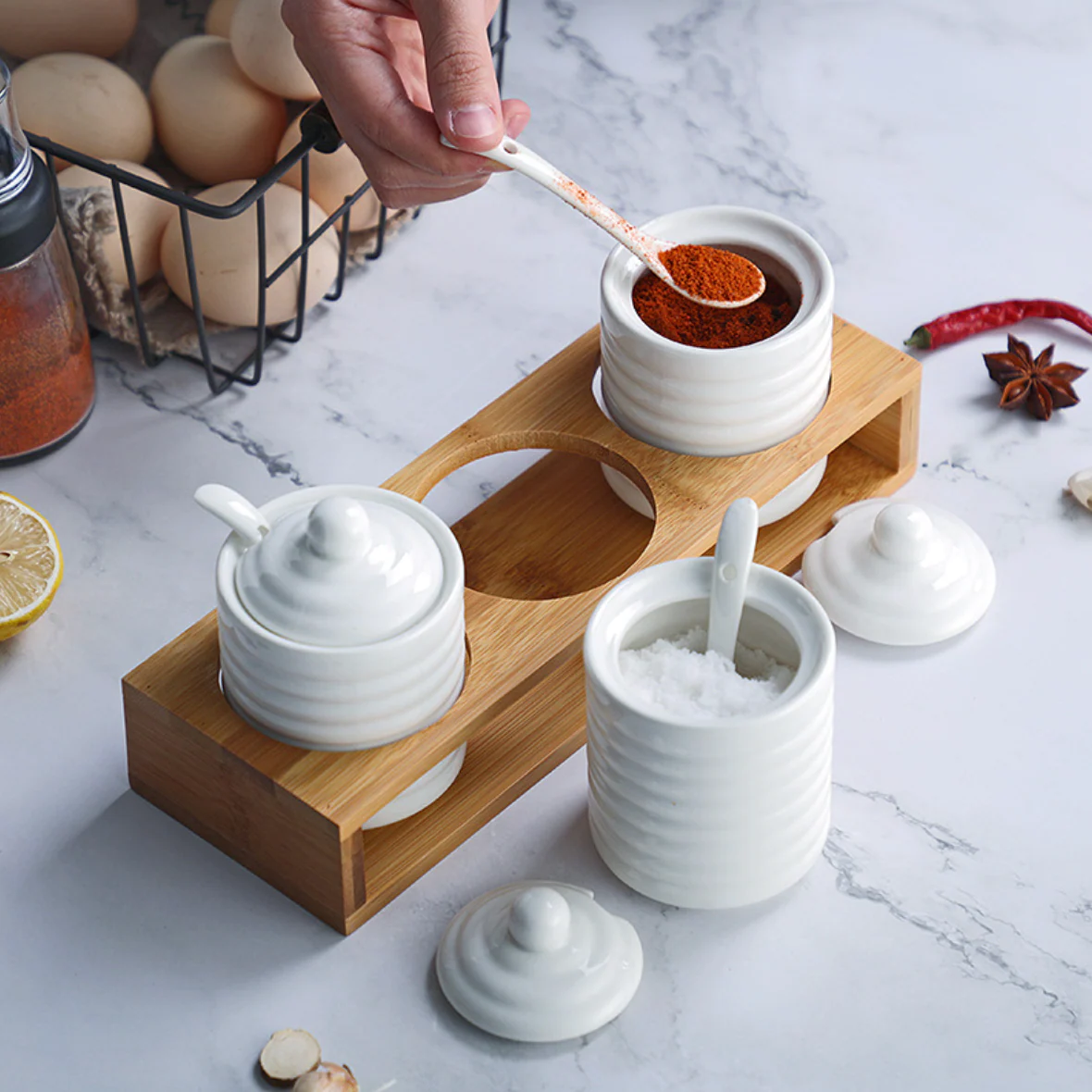Ceramic Jar for Spices Set of 3 - Image 3