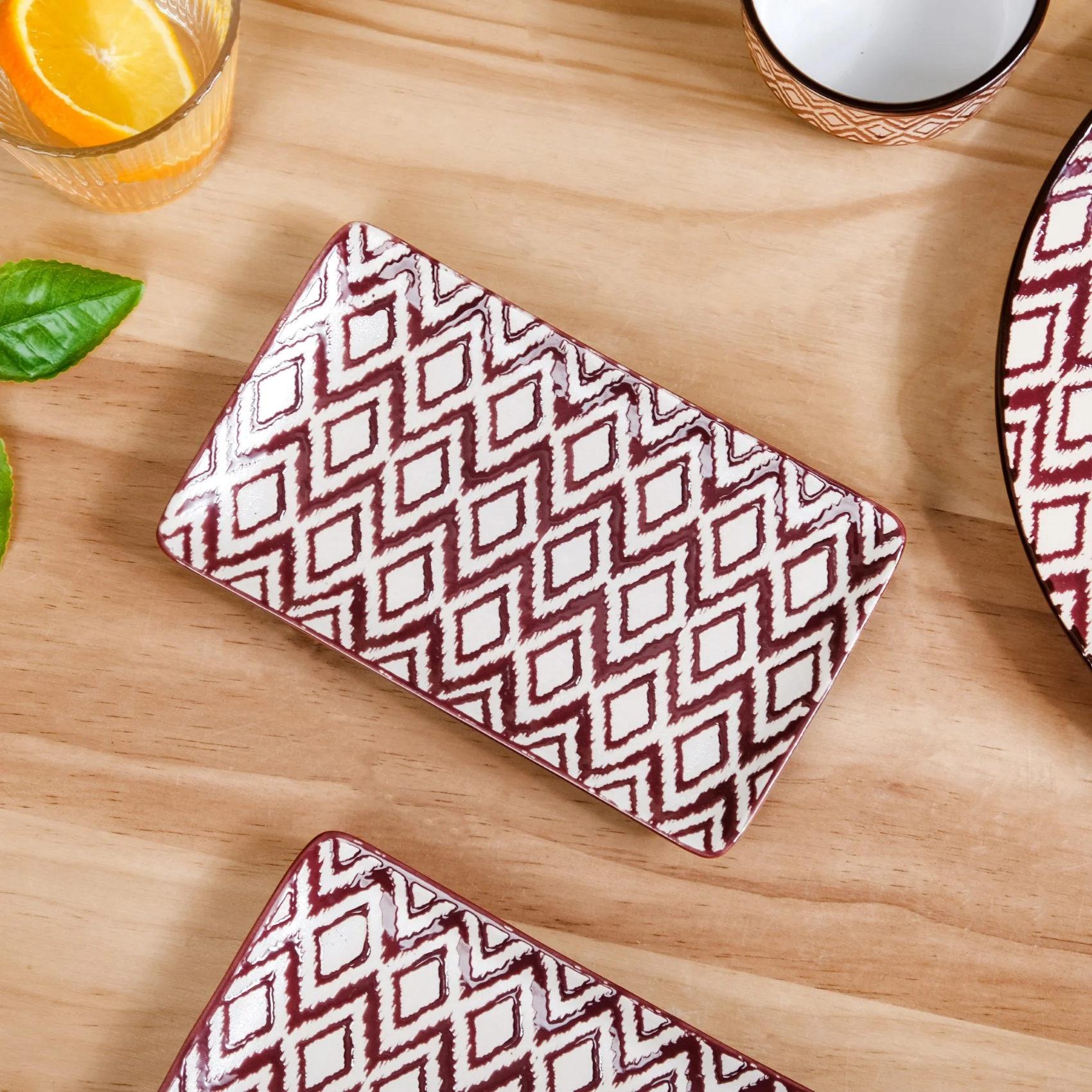 Ceramic Kaleido Serving Platter Set Of 4 Brown 7 Inch - Image 7
