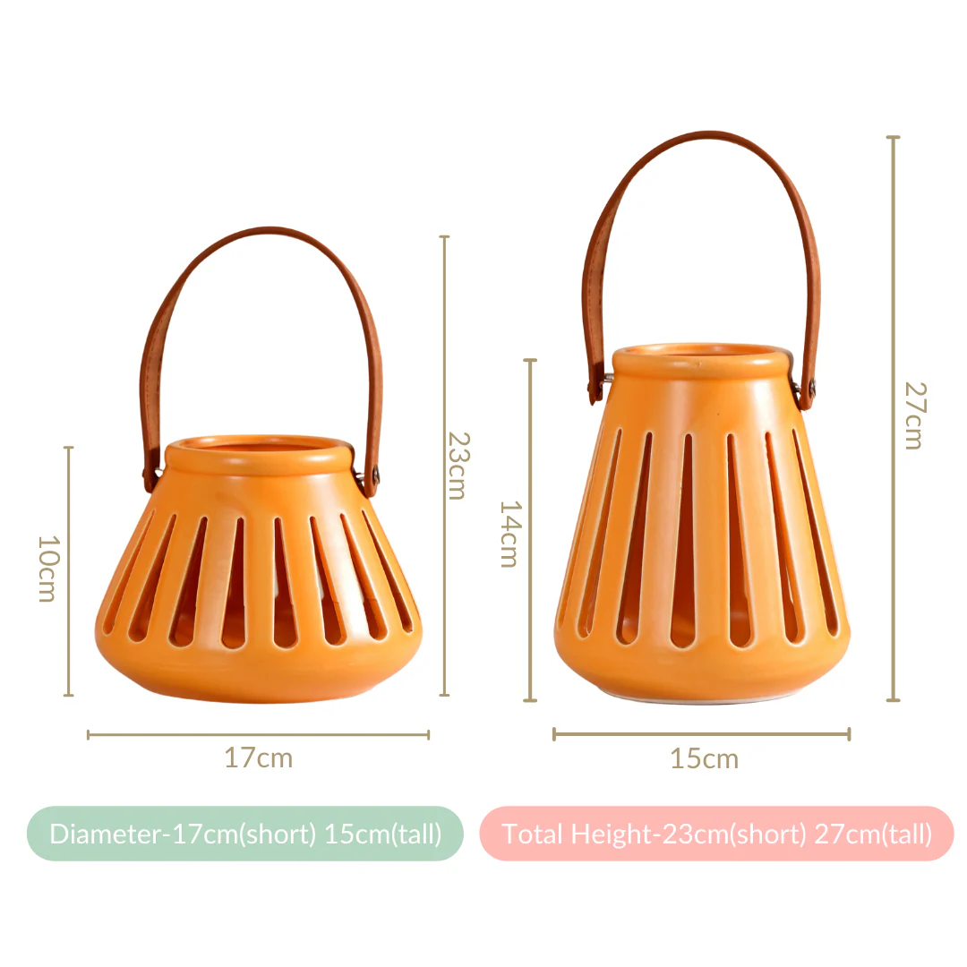 Ceramic Lantern With Handle Set of 2 - Image 7