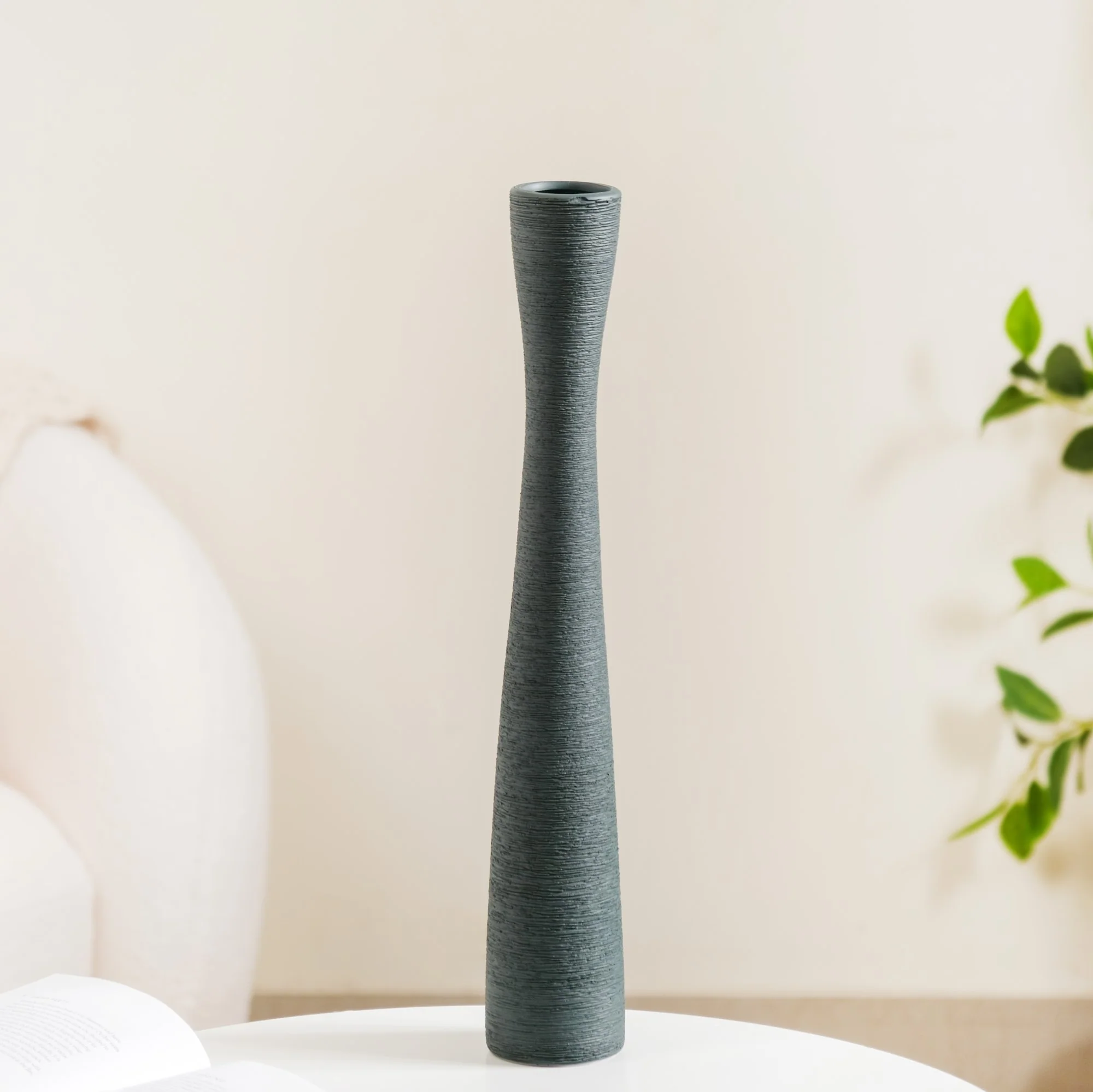 Ceramic Matte Finish Textured Thin Vase - Image 11