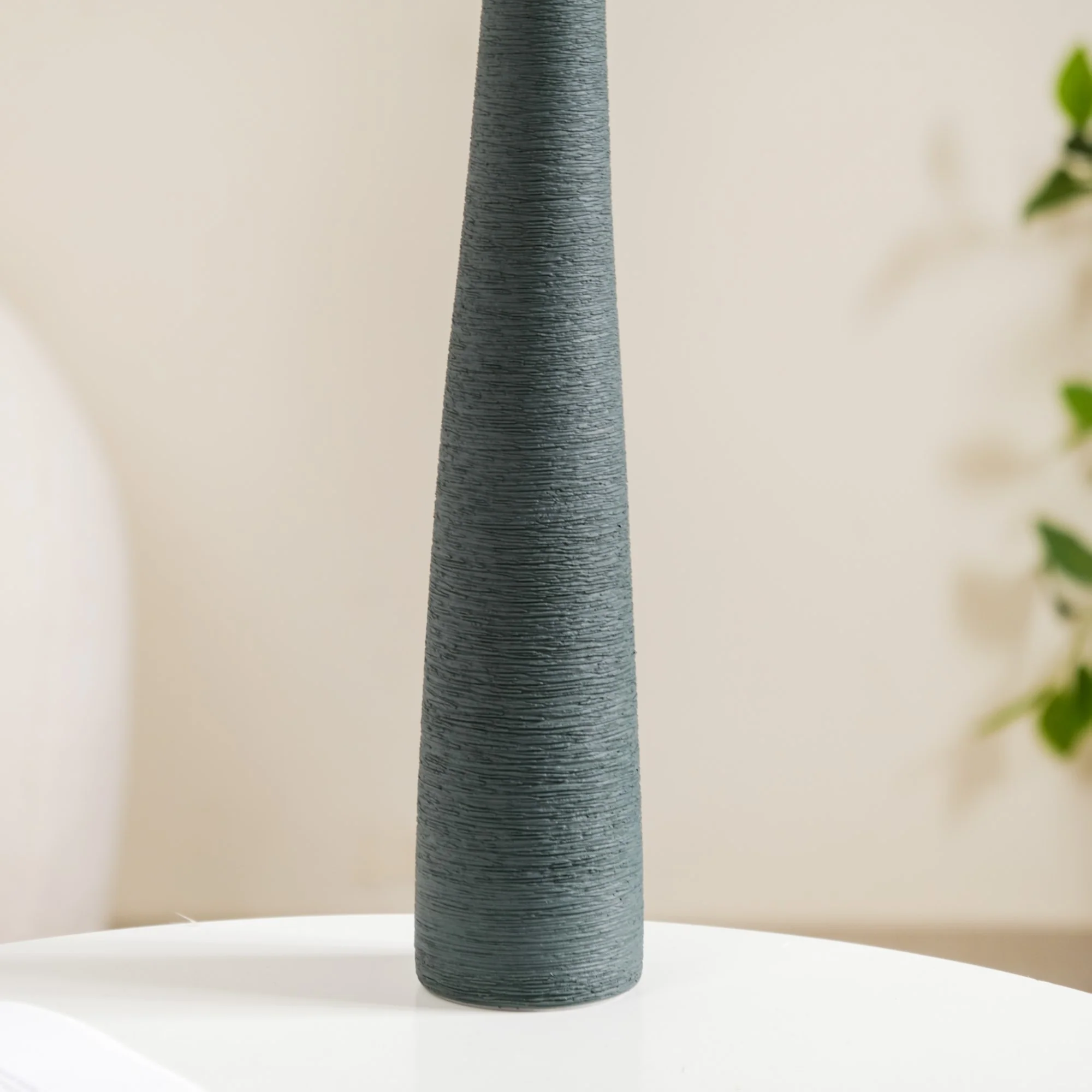 Ceramic Matte Finish Textured Thin Vase - Image 9