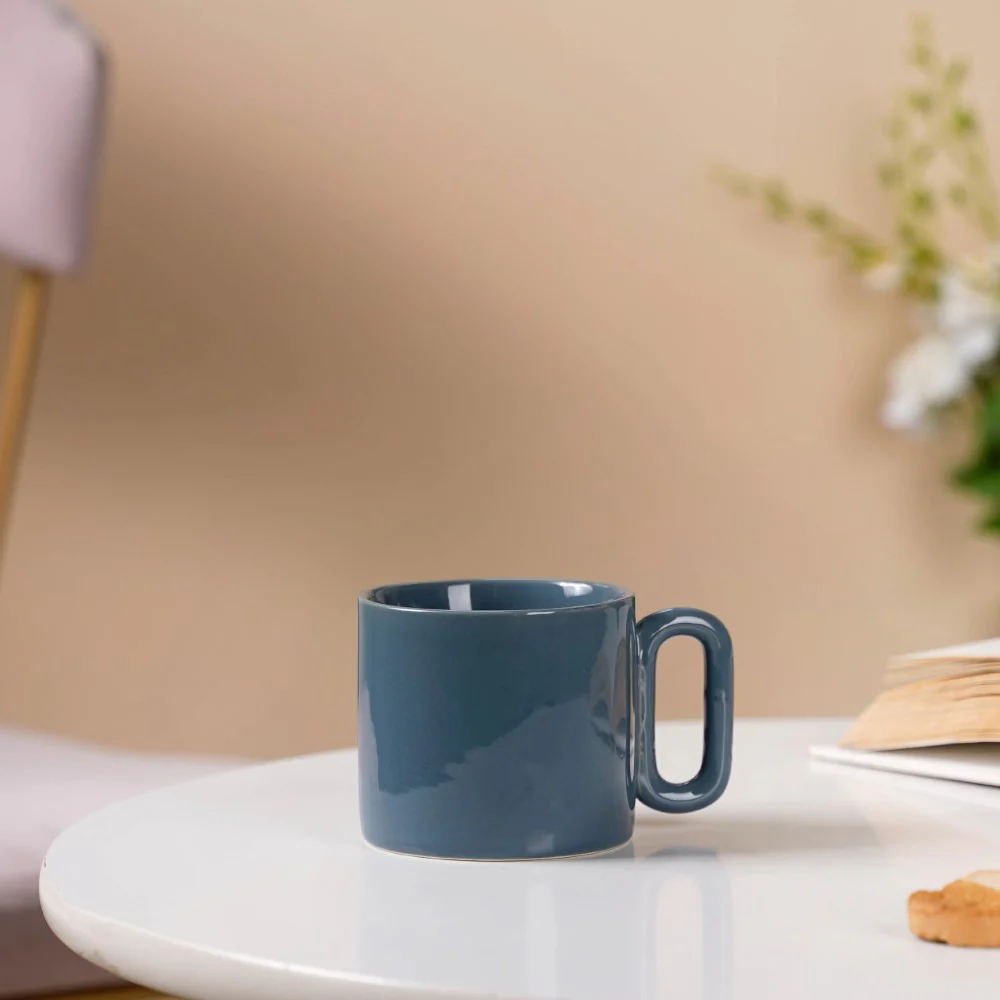 Ceramic Mug Steel Blue 220ml - Image 4