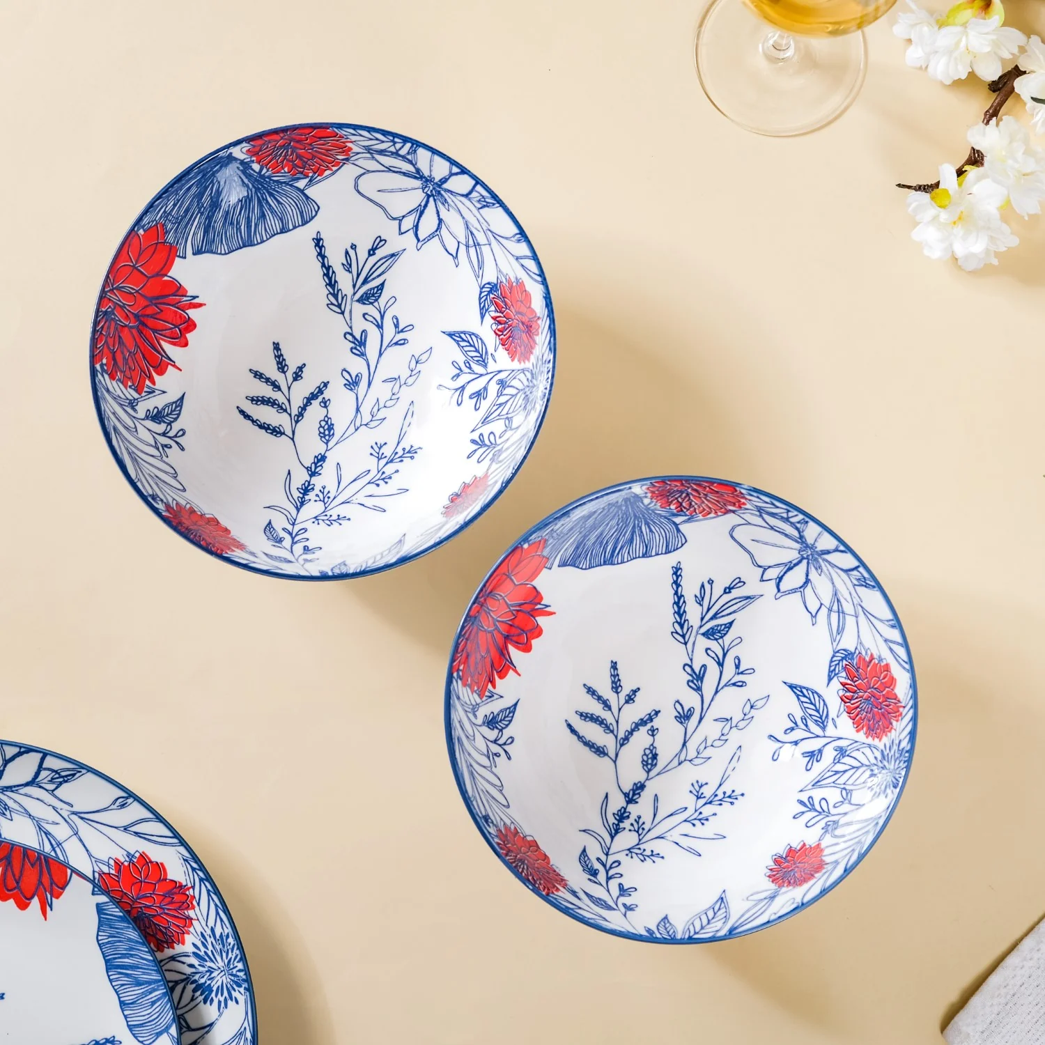 Ceramic Oriental Elegance Serving Bowl Set Of 2 1650ml - Image 2