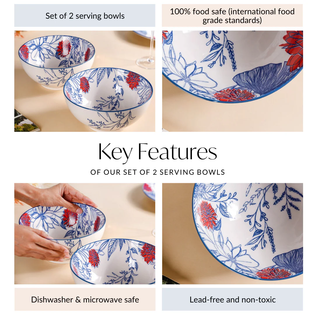 Ceramic Oriental Elegance Serving Bowl Set Of 2 1650ml - Image 6