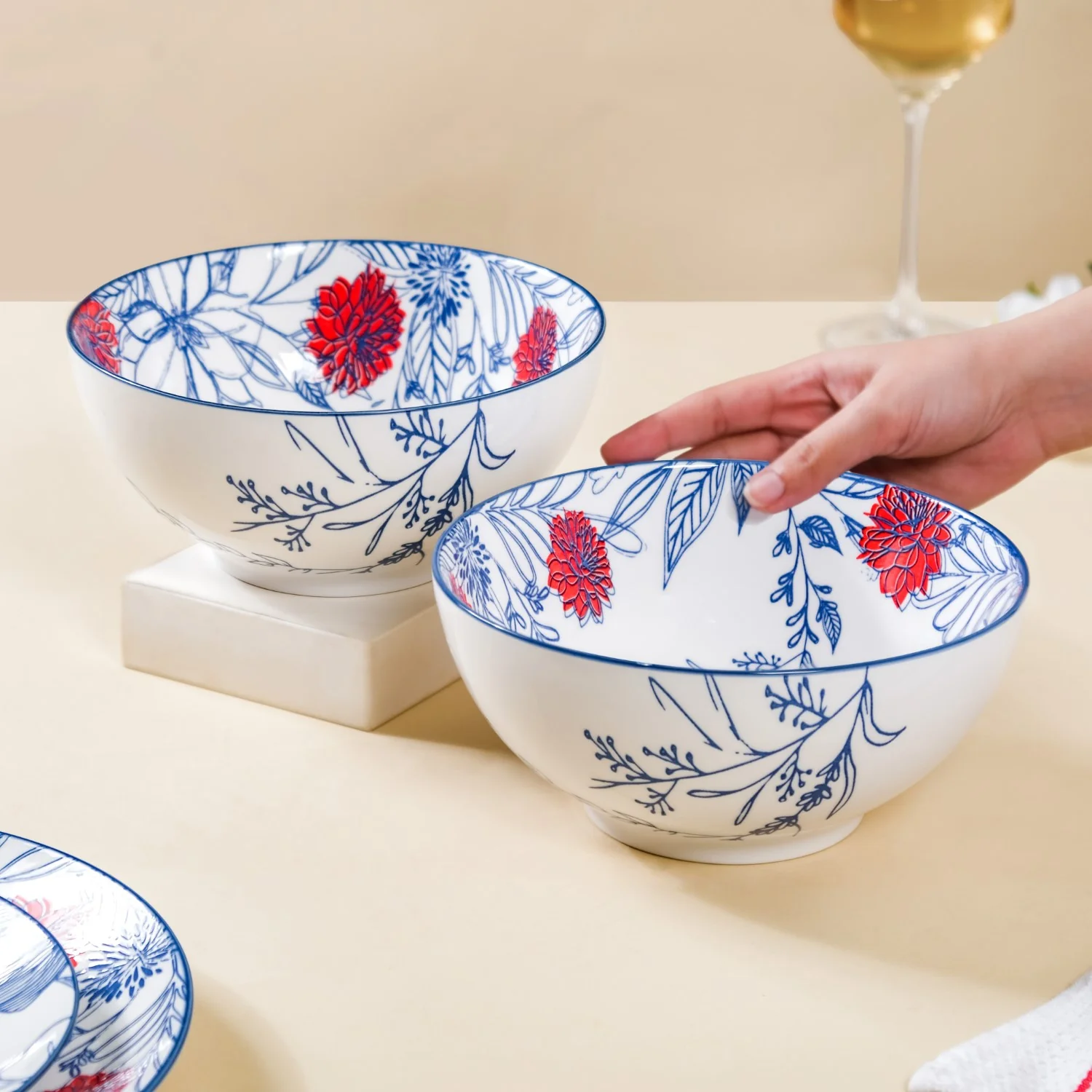 Ceramic Oriental Elegance Serving Bowl Set Of 2 1650ml - Image 7