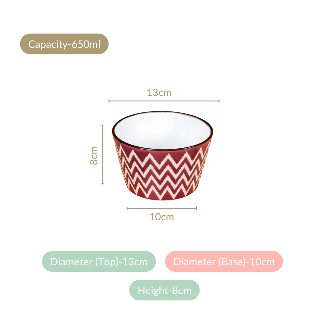 Ceramic Oscilla Serving Bowl Set Of 4 Purple 650ml - Image 4