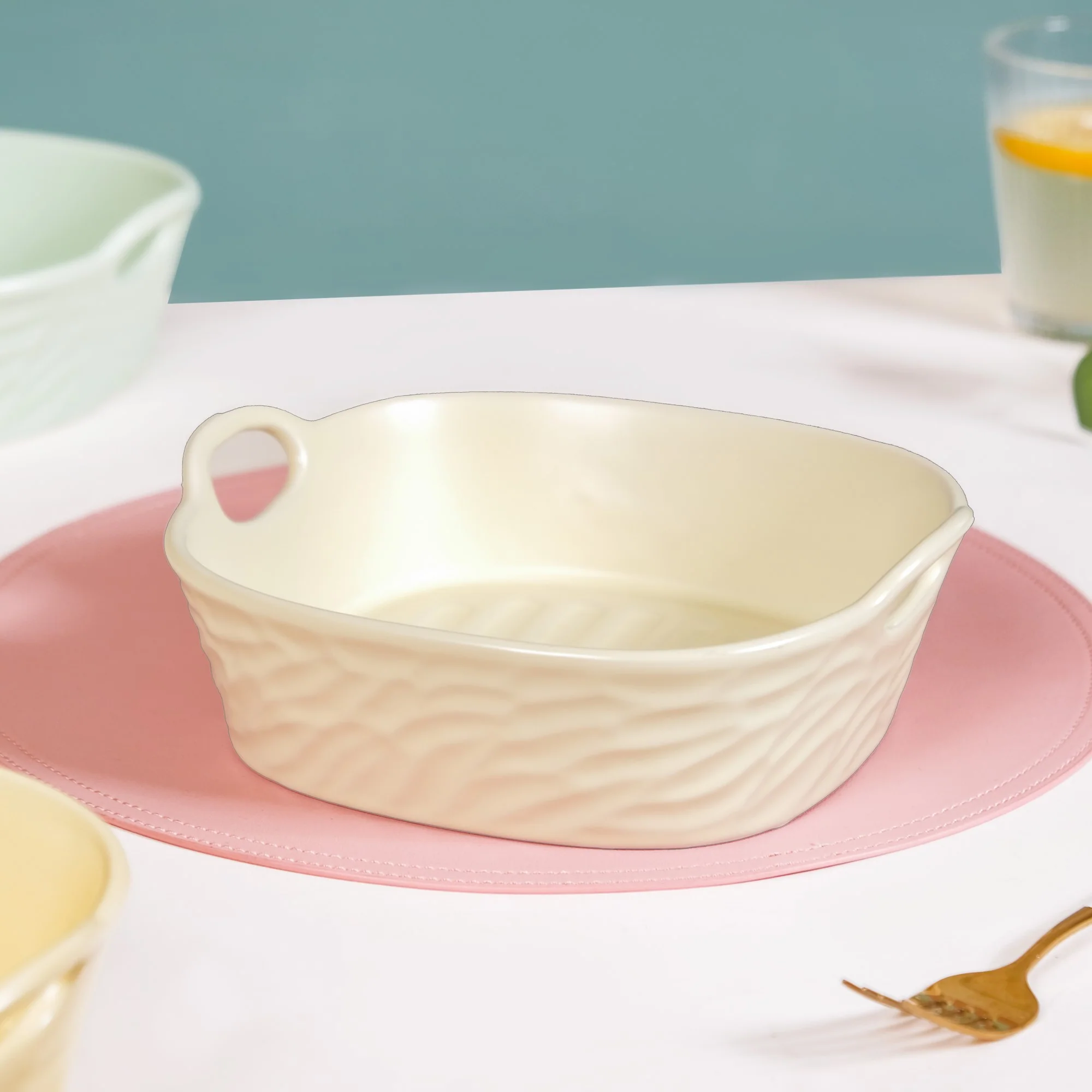 Ceramic Serving Bowl With Double Handle White 800 ml - Image 5