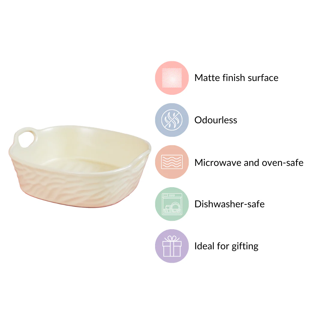 Ceramic Serving Bowl With Double Handle White 800 ml - Image 6