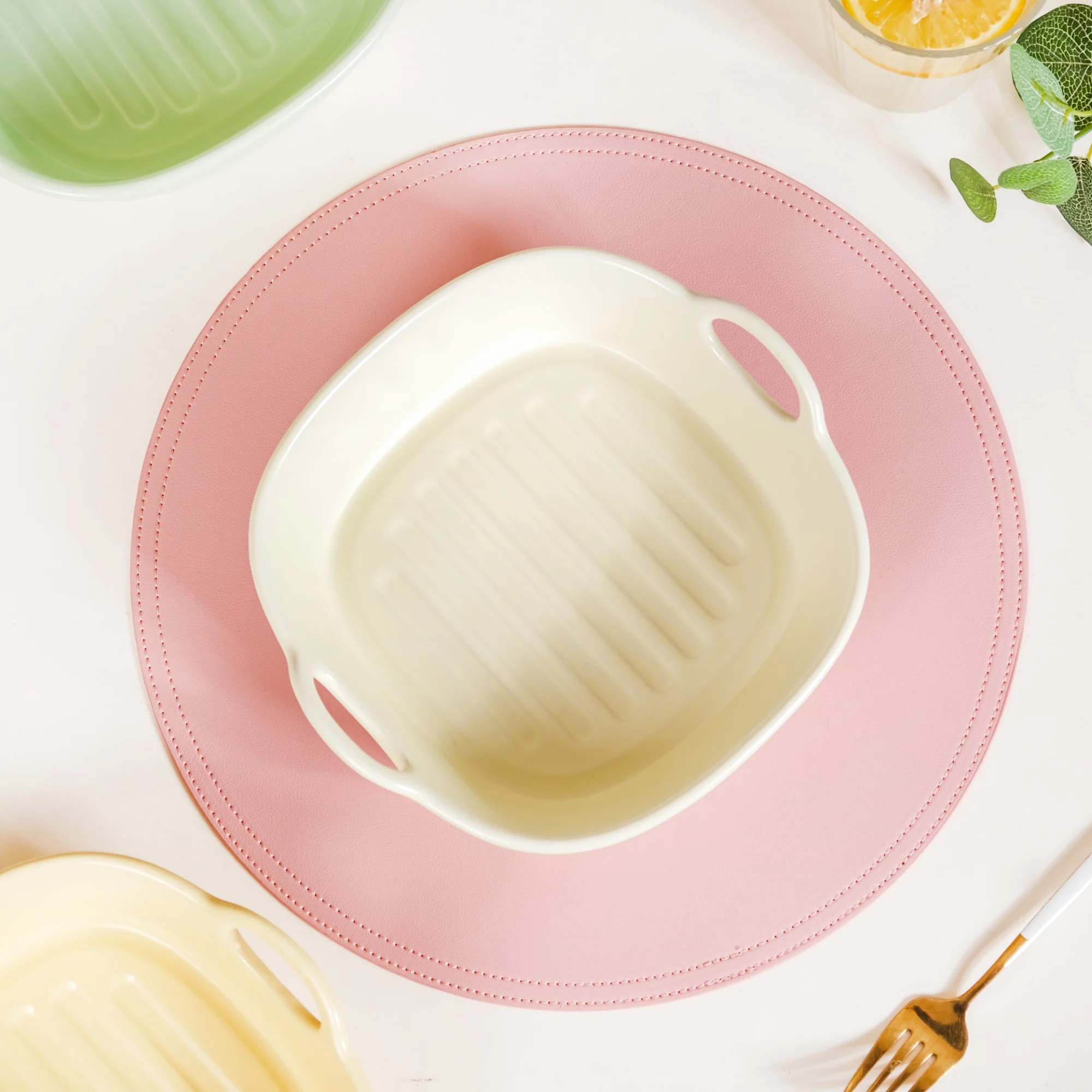Ceramic Serving Bowl With Double Handle White 800 ml - Image 9