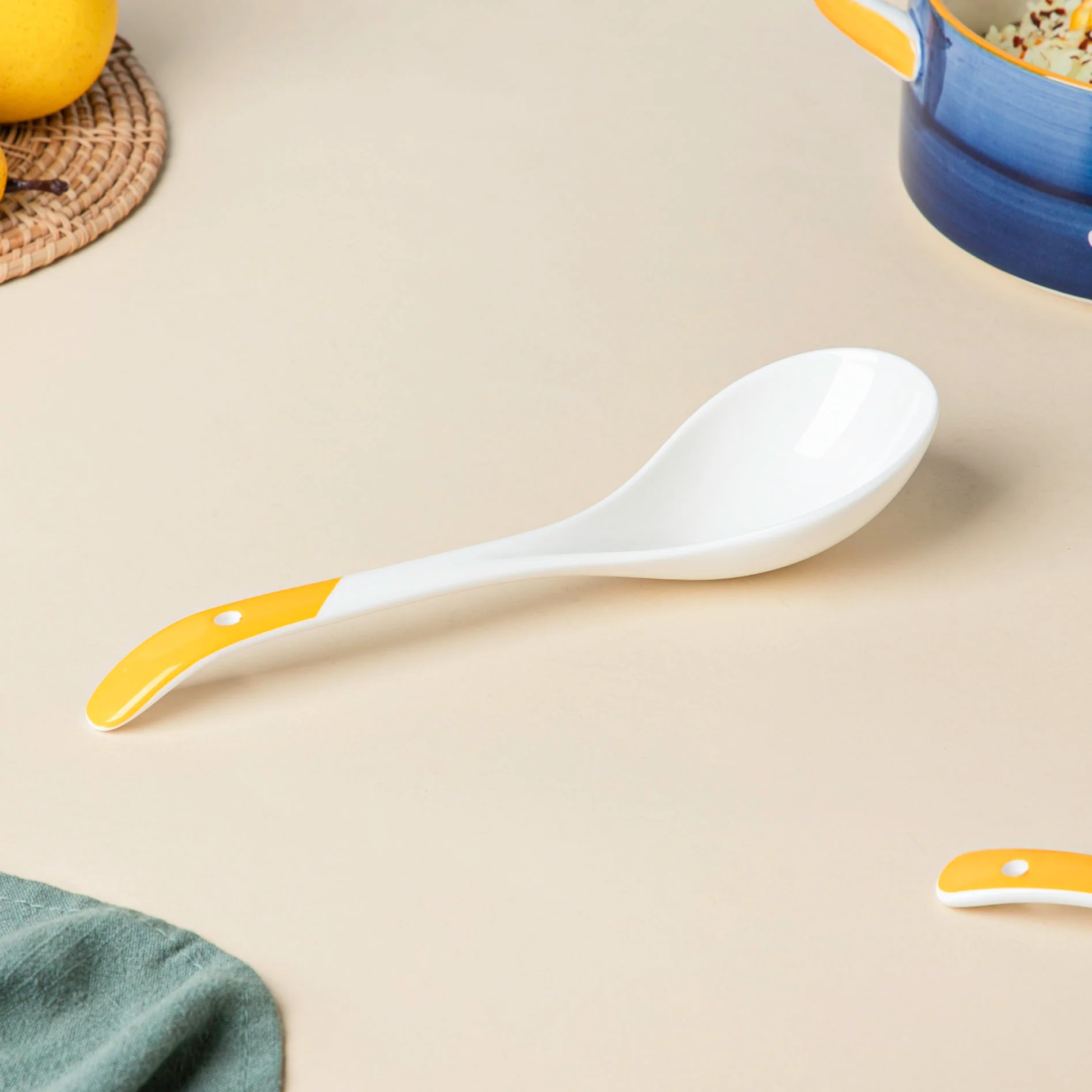 Ceramic Serving Spoon White And Yellow - Image 5