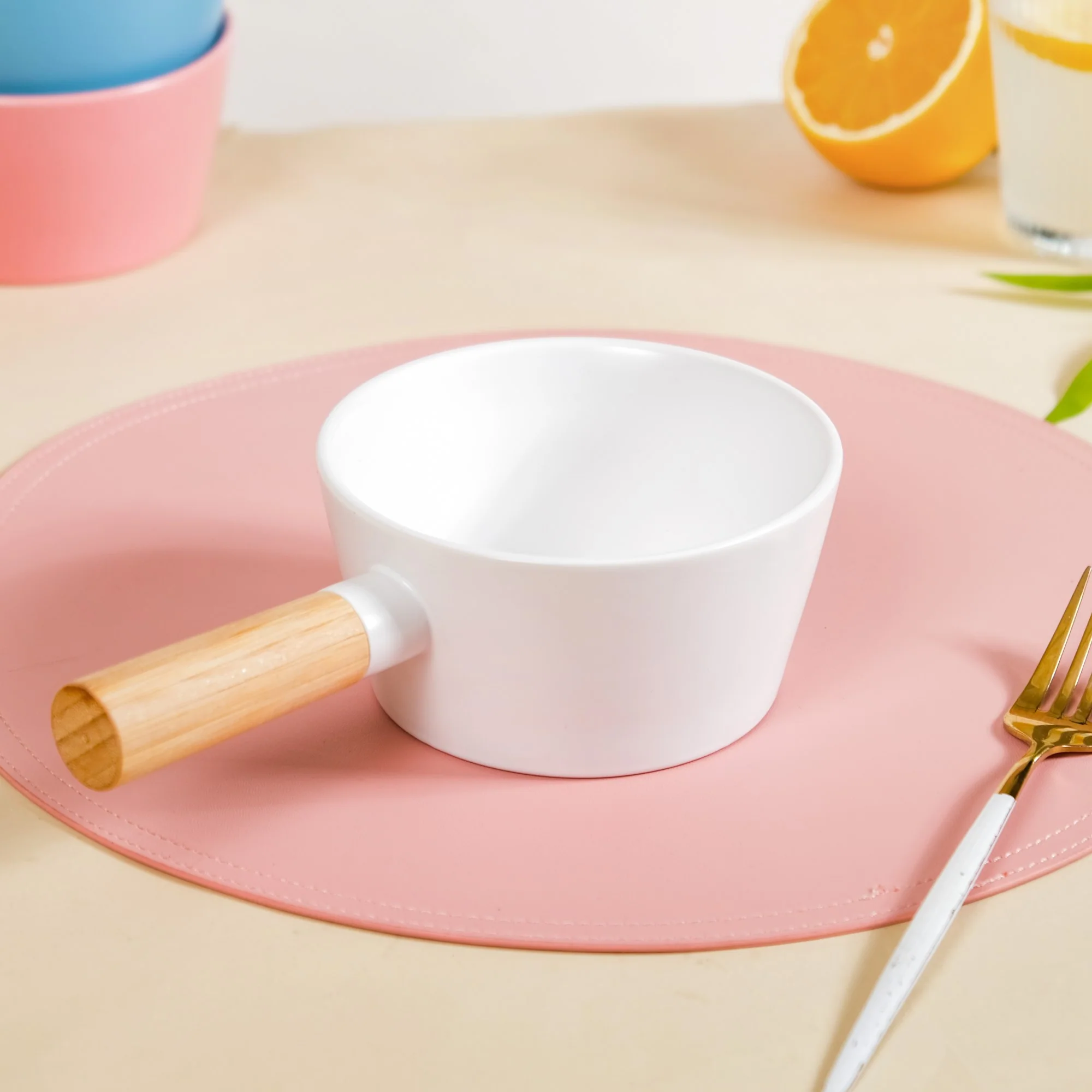 Ceramic Snack Bowl With Handle White 450 ml - Image 3