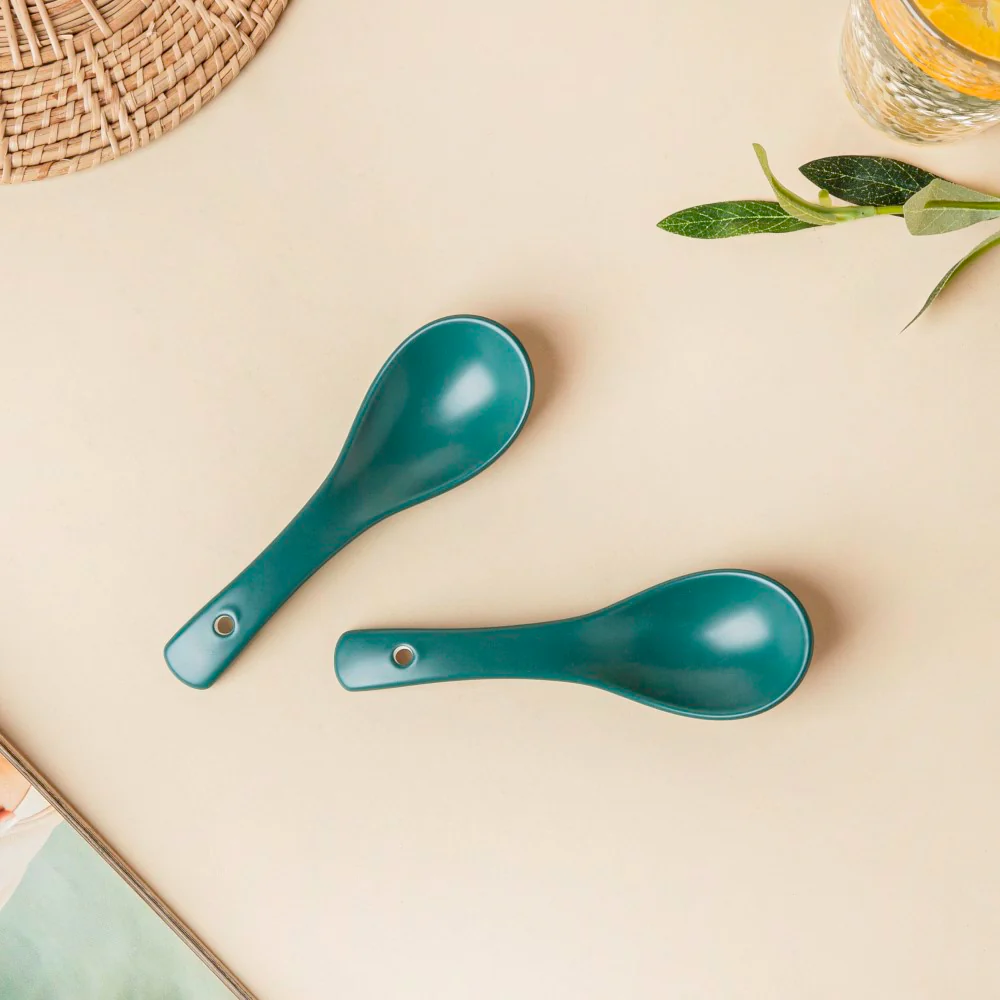 Ceramic Soup Spoon Dark Green Set of 2 - Image 3