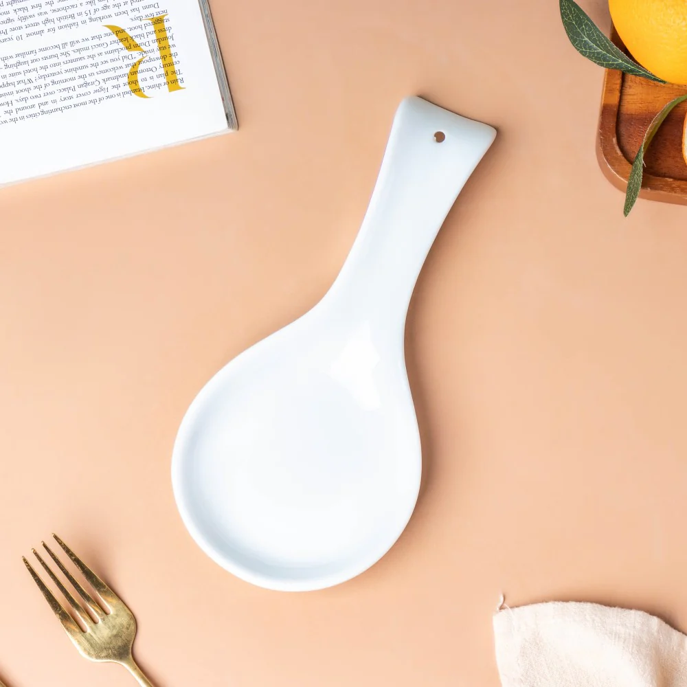 Ceramic Spoon Rest Classic White - Image 2