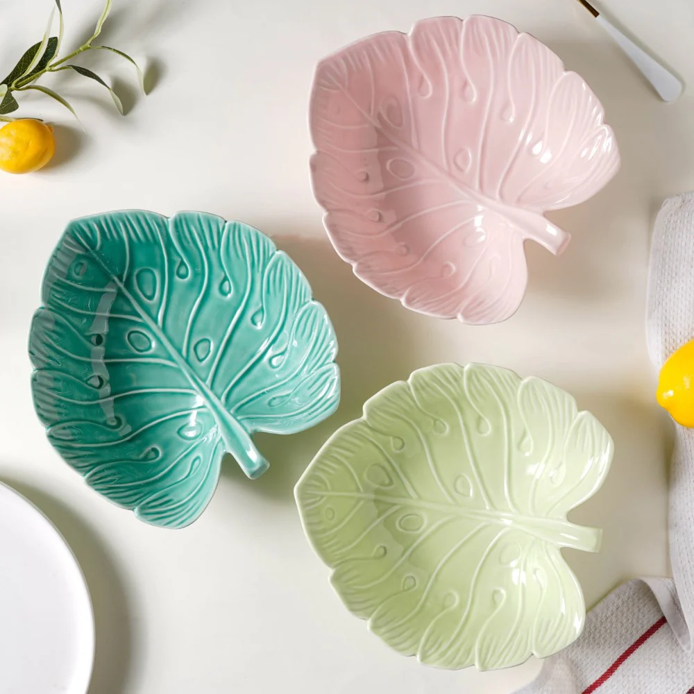 Ceramic Taro Leaf Serving Bowl Light Green 700 ml - Image 10
