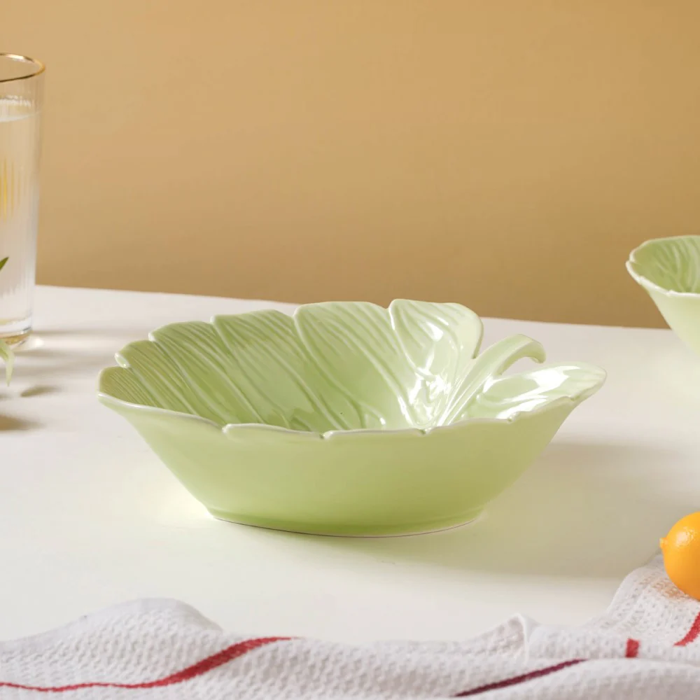 Ceramic Taro Leaf Serving Bowl Light Green 700 ml - Image 4
