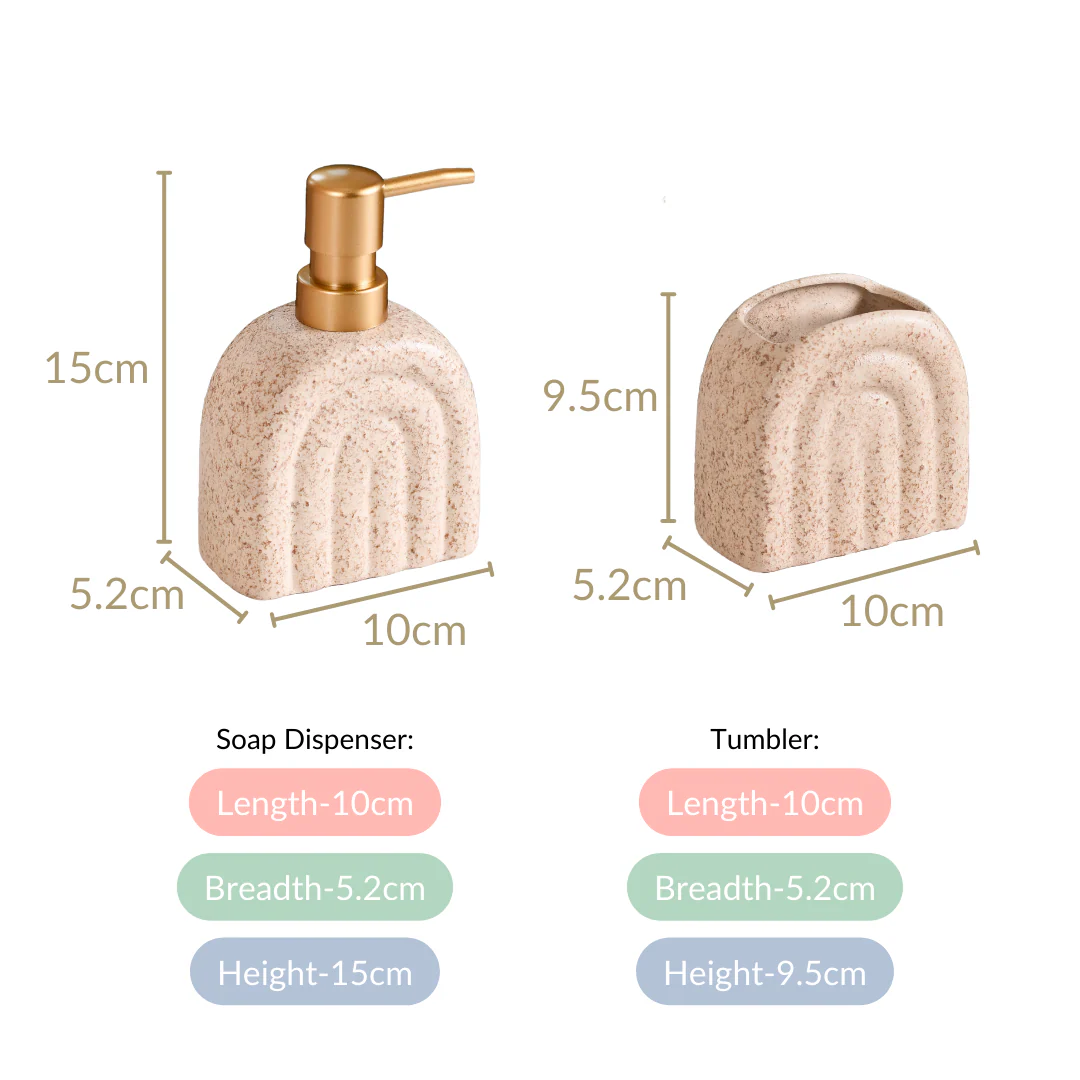 Ceramic Texture Arched Bathroom Accessories Set of 2 - Image 6