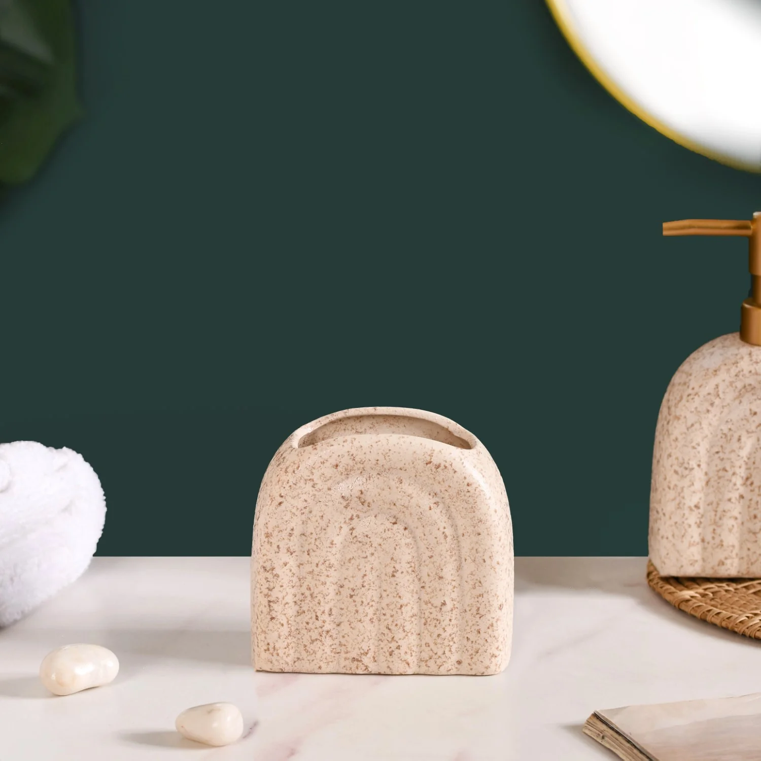 Ceramic Texture Arched Bathroom Accessories Set of 2 - Image 8