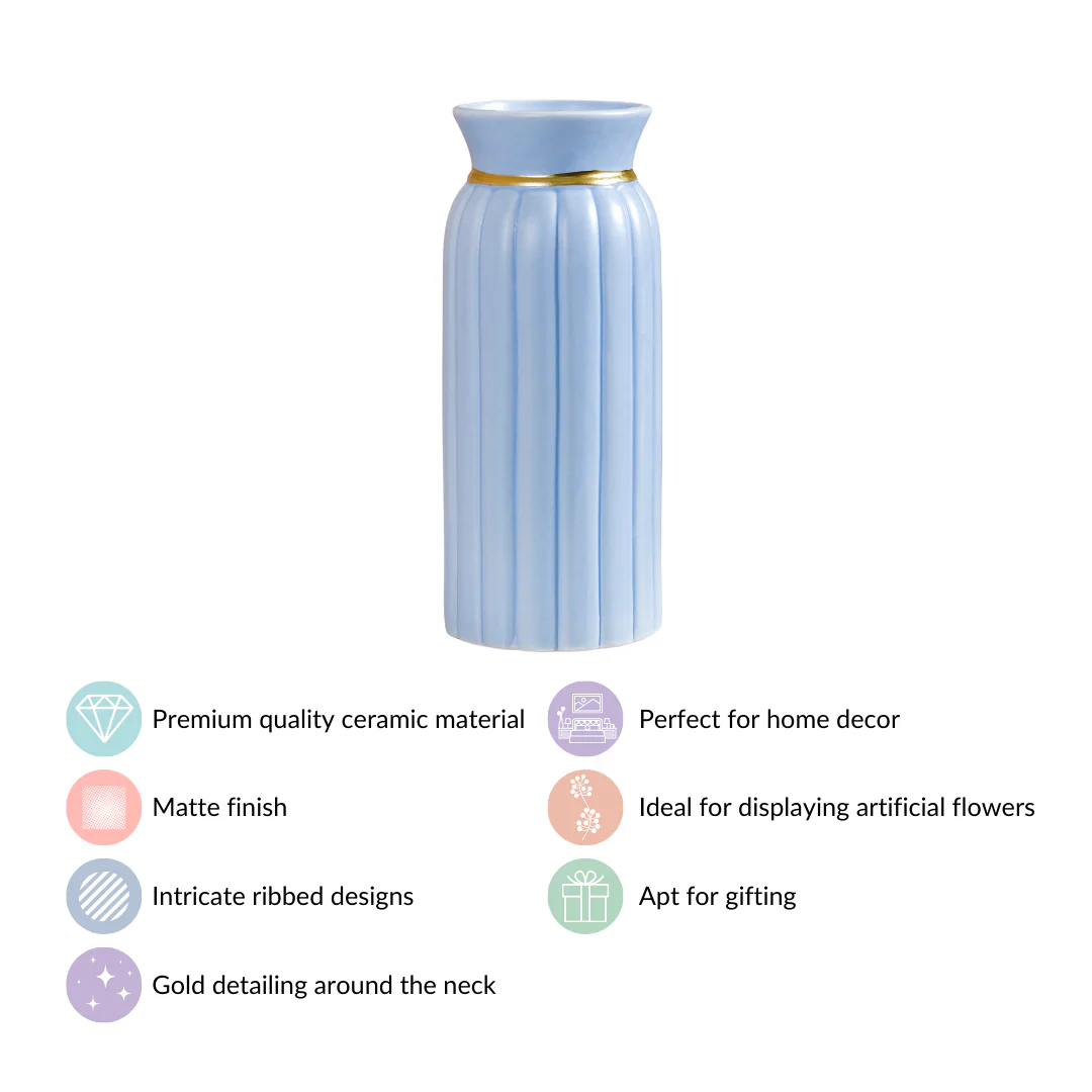 Ceramic Vase Vintage Style Pastel Blue - Image 4