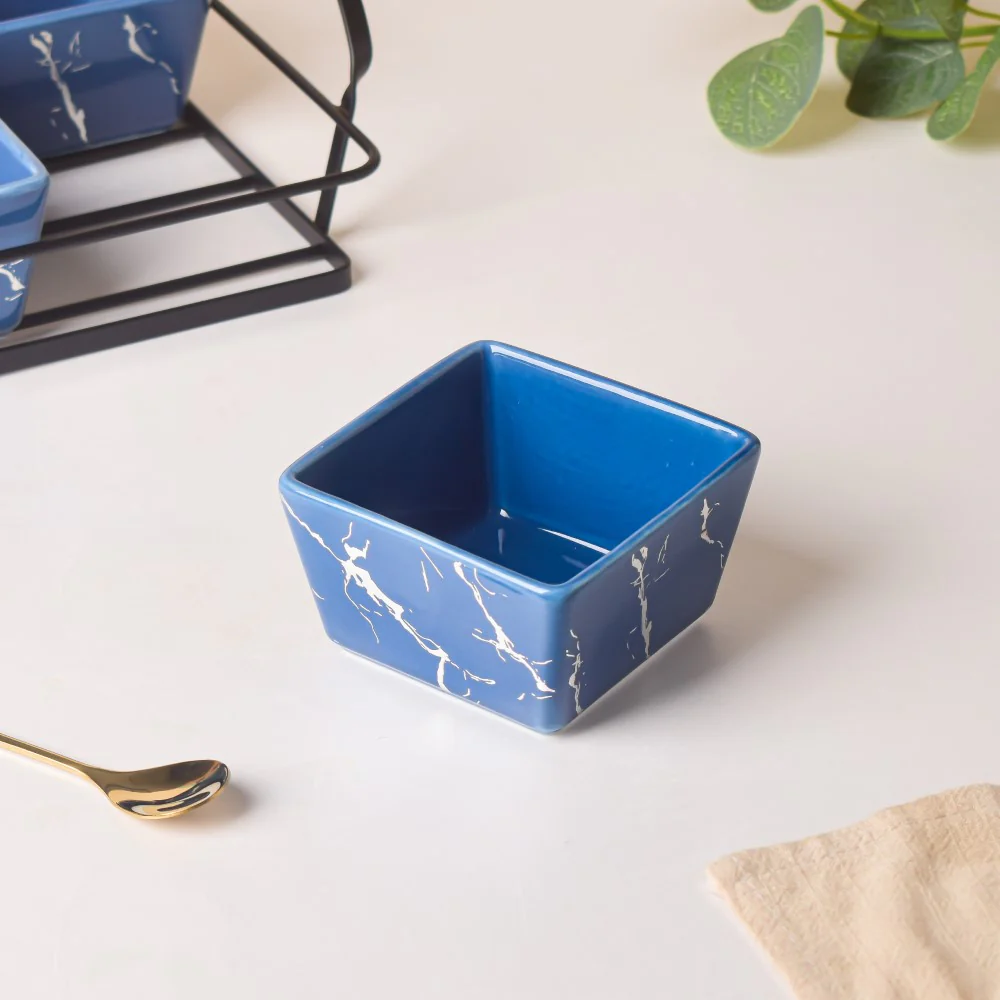 Cerulean Silver Ceramic Bowls Tray Set Of 7 200ml - Image 8