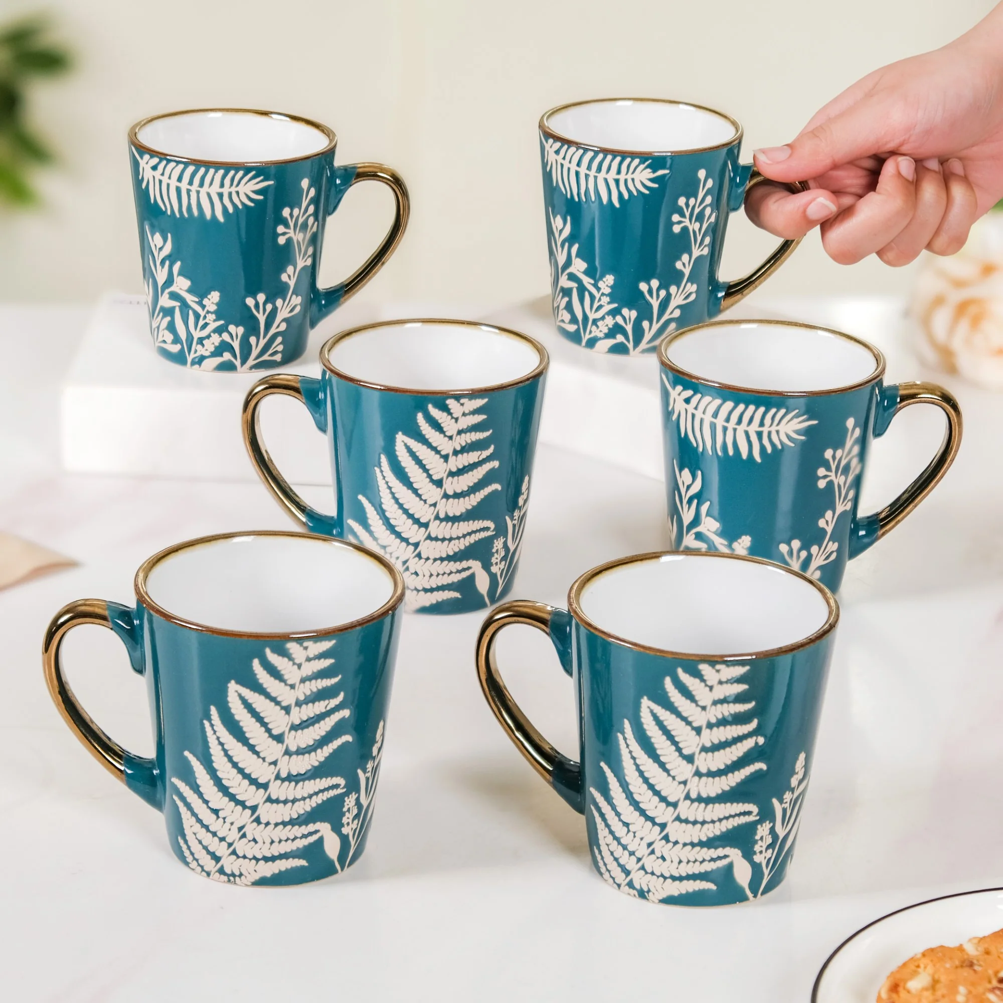 Chai Tea Latte Mug Set of 6 Teal 200ml - Image 4