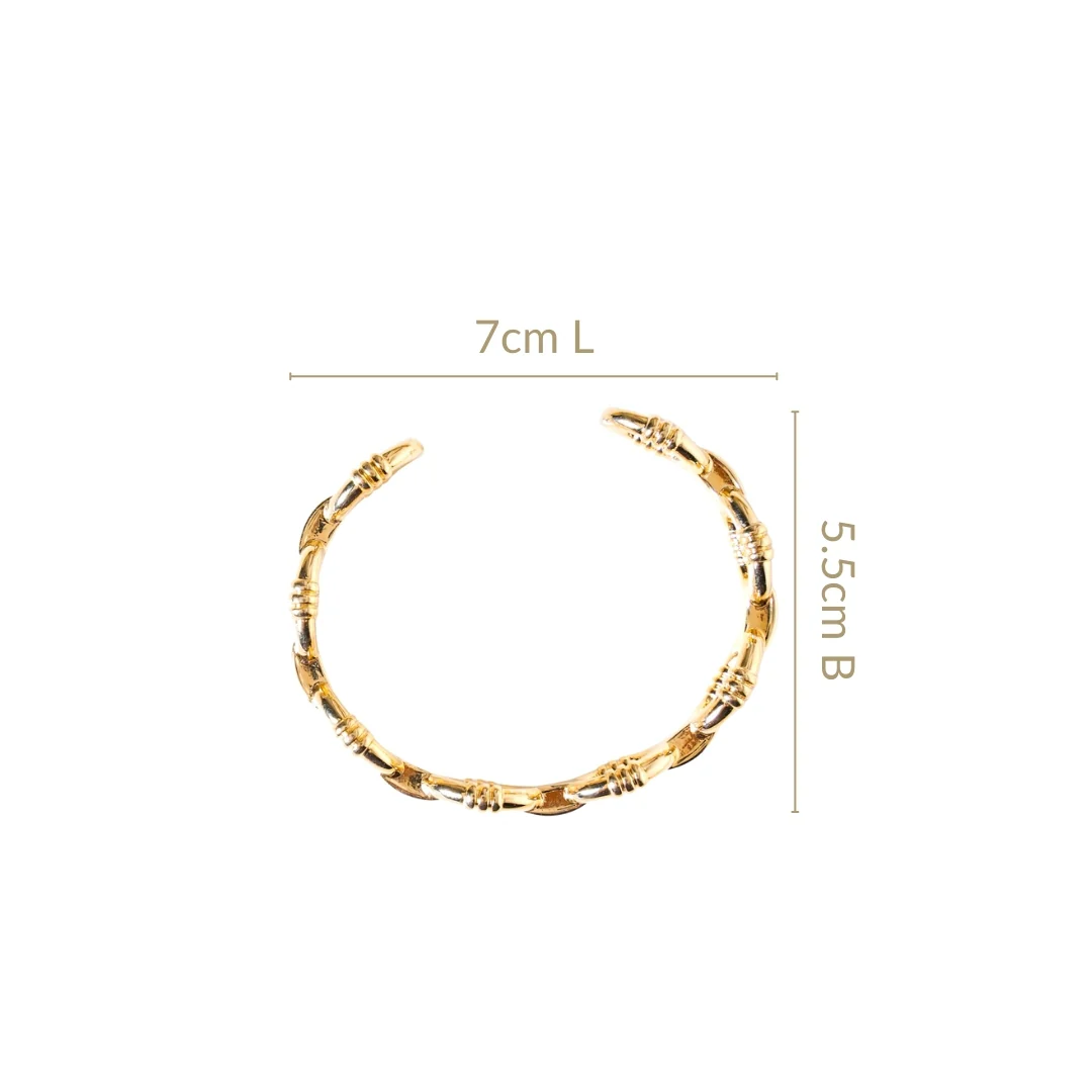 Chain Link Gold Cuff Bracelet - Image 3