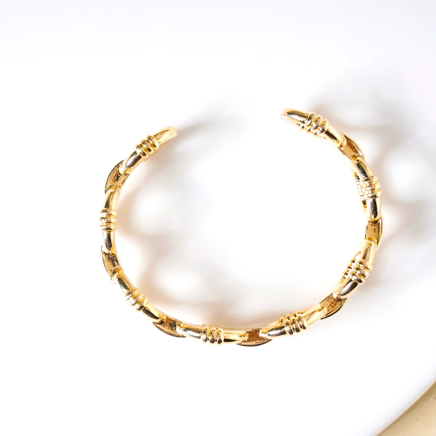Chain Link Gold Cuff Bracelet - Image 5