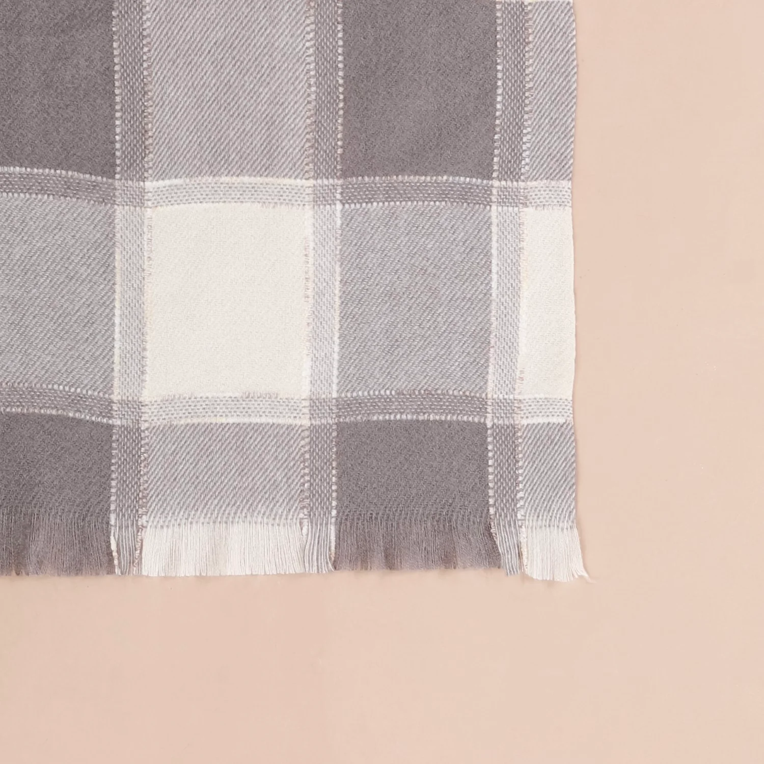 Checked Warm Shawl Scarf Grey - Image 7