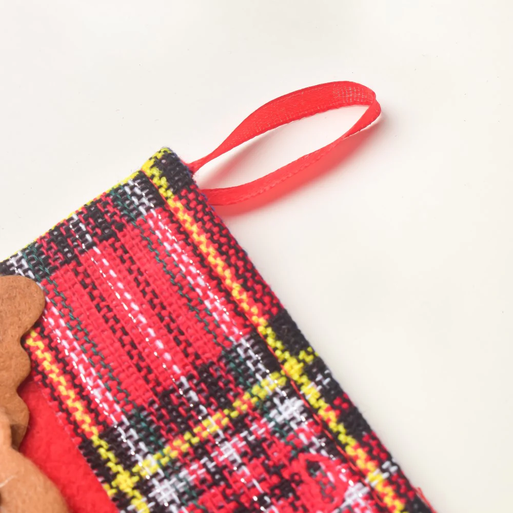 Checkered Red Christmas Stocking For Gifts 6 Inch - Image 5