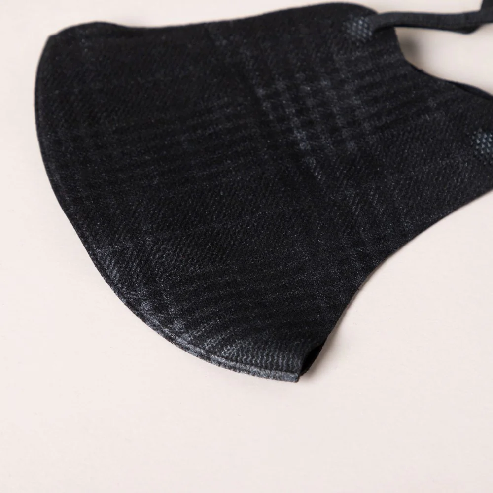 Checkered Face Mask With Adjustable Straps Black Set Of 4 - Image 6