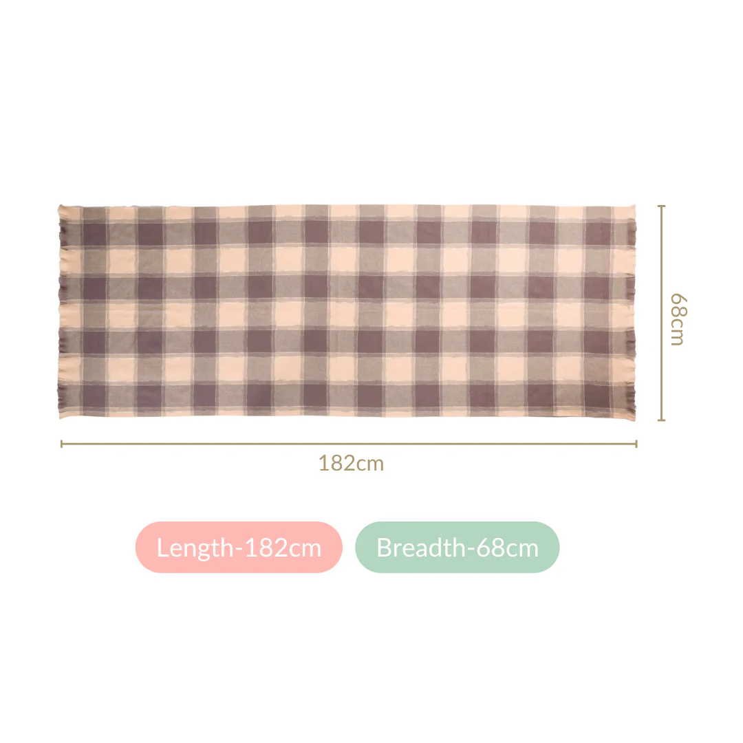 Checks Pattern Warm Shawl Scarf Grey And Beige - Image 4