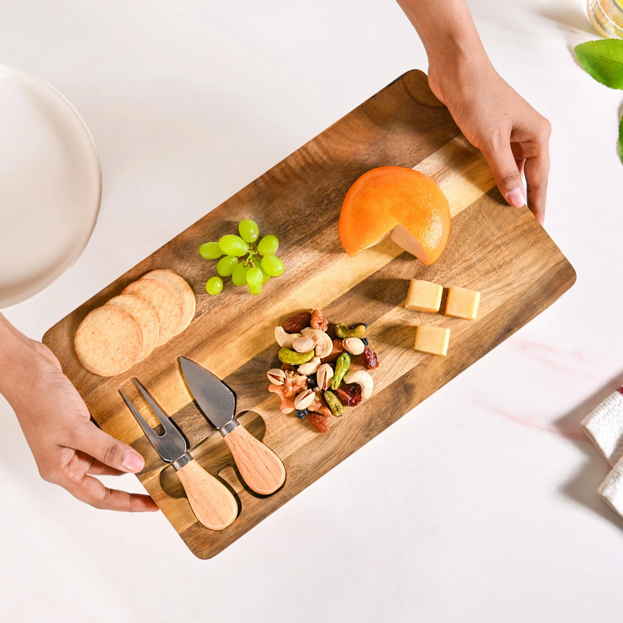 Cheese Board With Cheese Knife And Fork - Image 3
