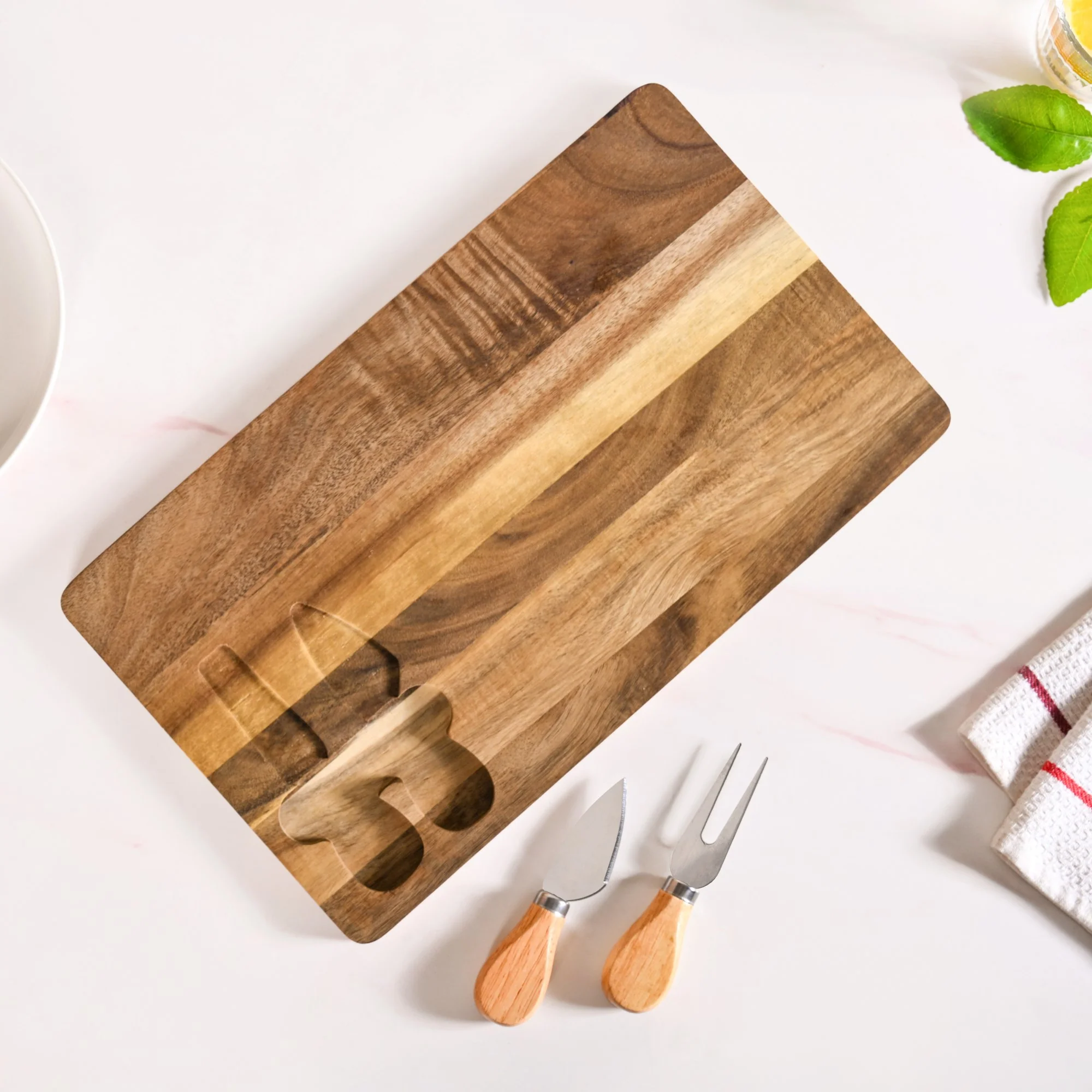 Cheese Board With Cheese Knife And Fork - Image 8