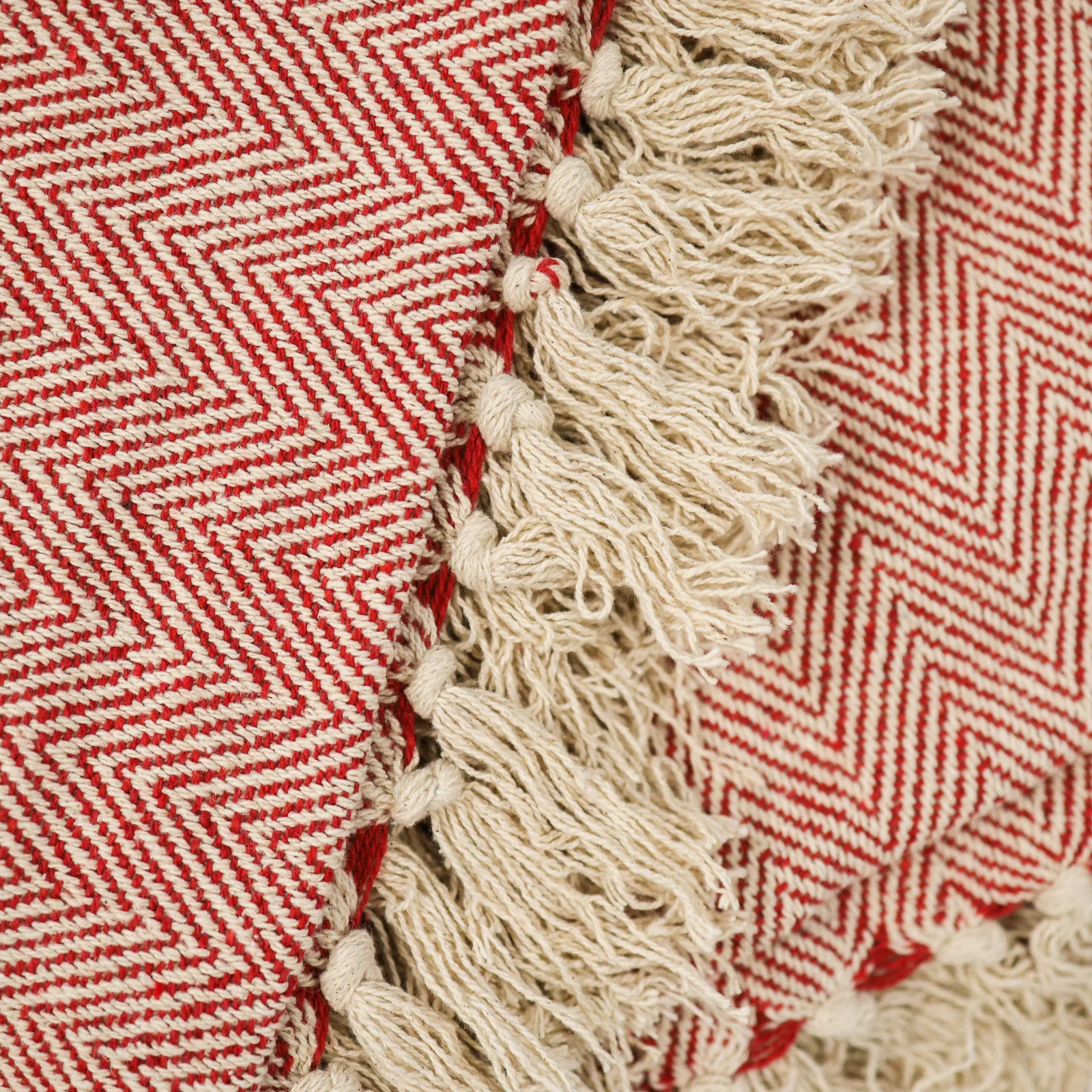 Chevron Cotton Throw Red - Image 10