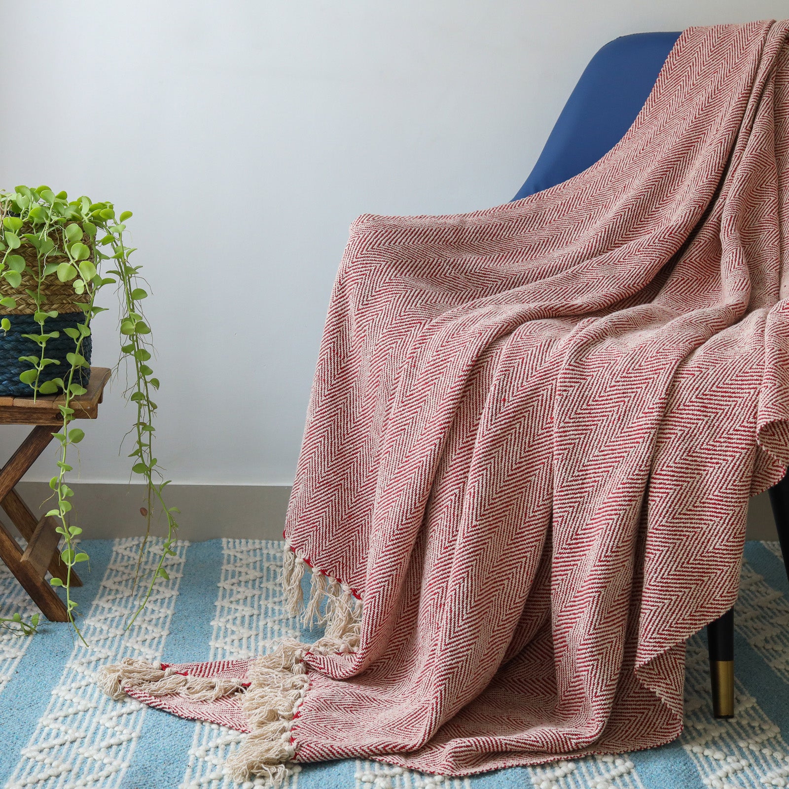 Chevron Cotton Throw Red - Image 6