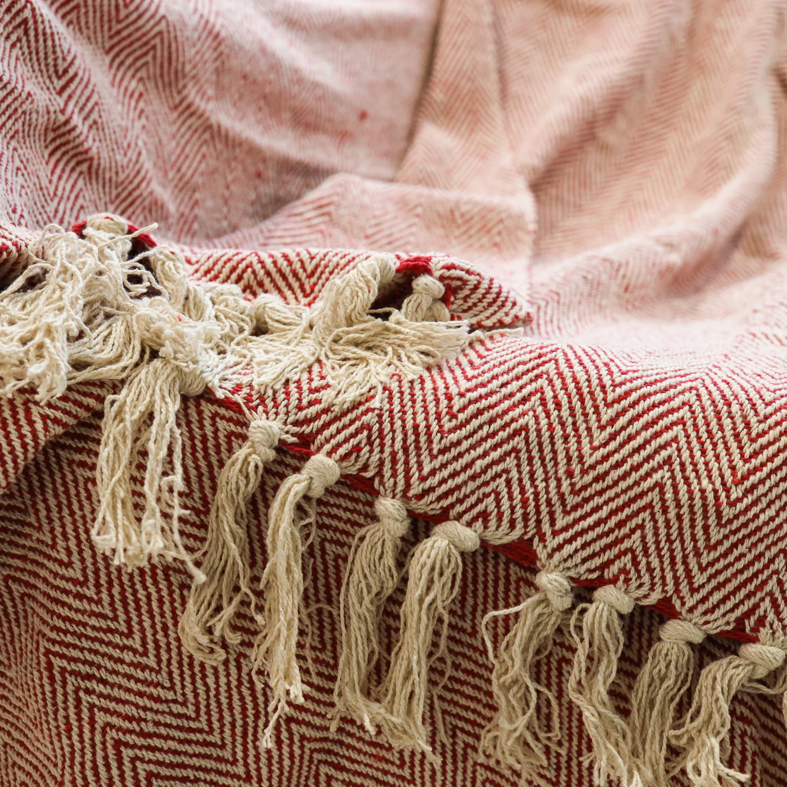 Chevron Cotton Throw Red - Image 8