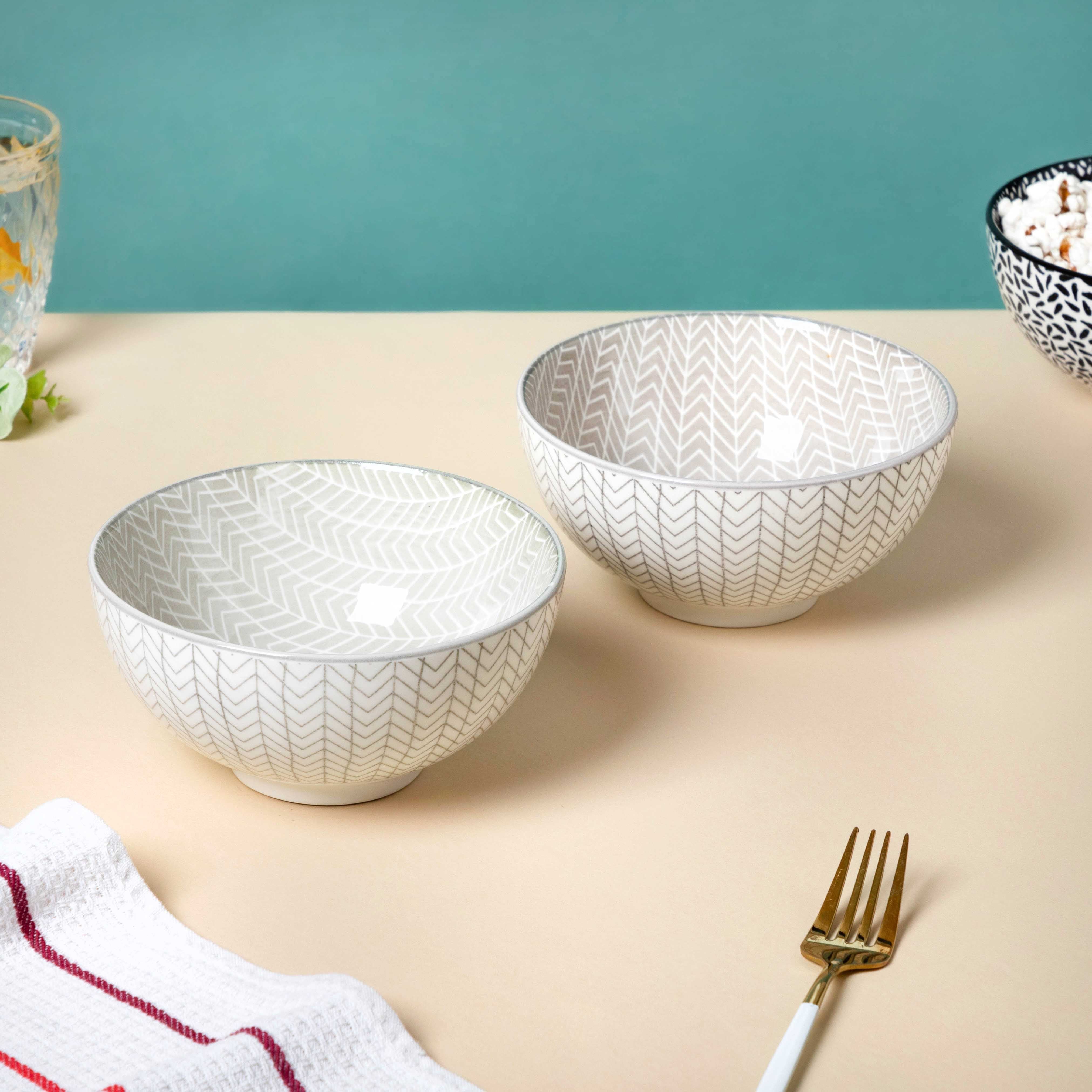 Chevron Grey Soup Bowl 400ml Set Of 2 - Image 2