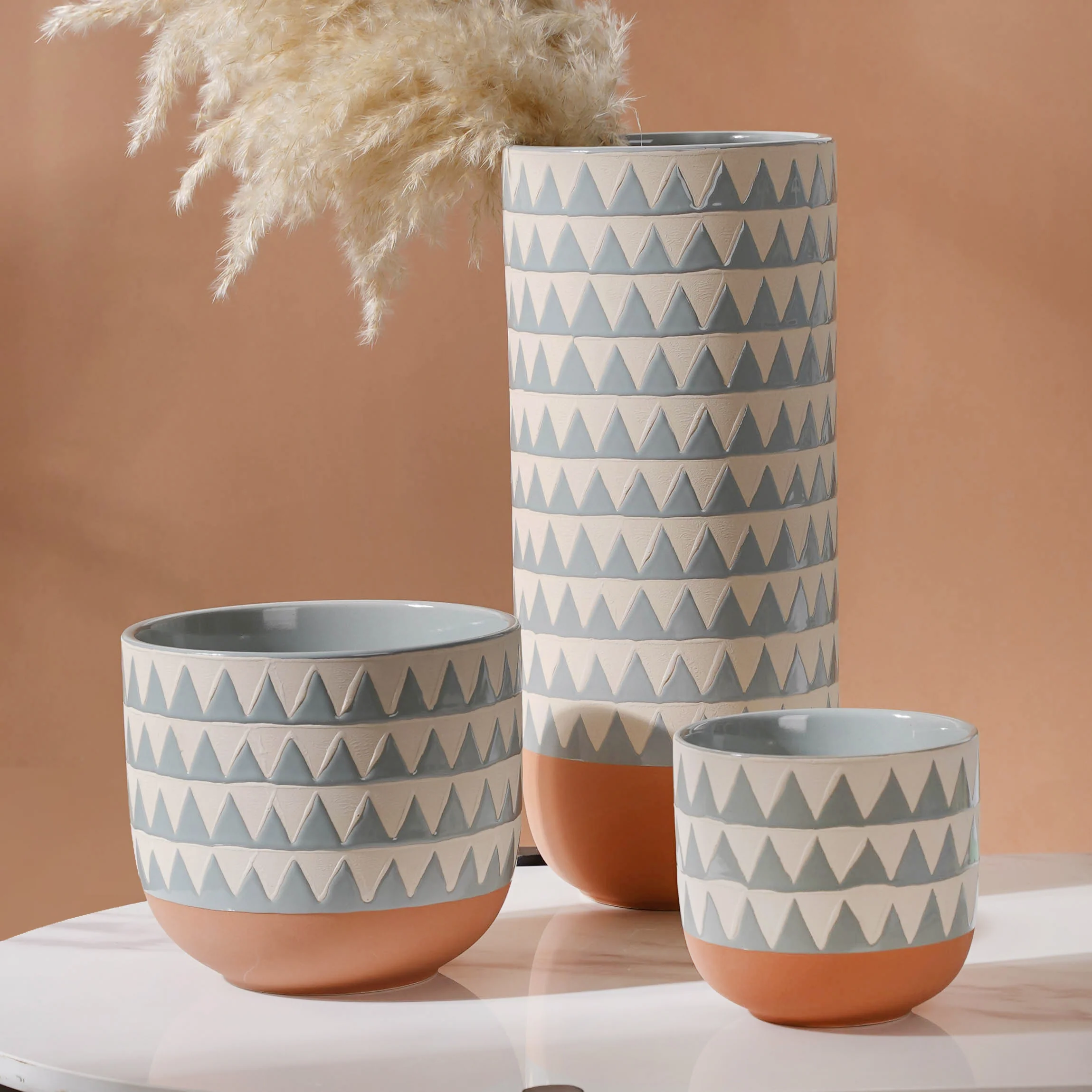 Chevron Pottery Vase - Image 8