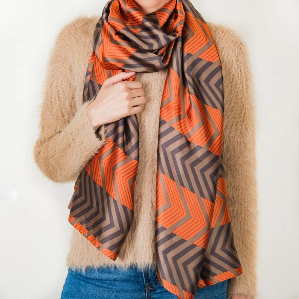 Chevron Silk Neck Scarf For Women - Image 4