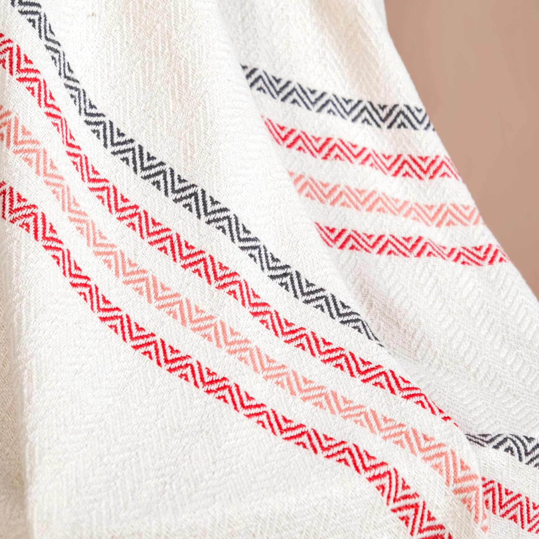 Chevron Stripe Pure Cotton Throw Blanket White - Image 2