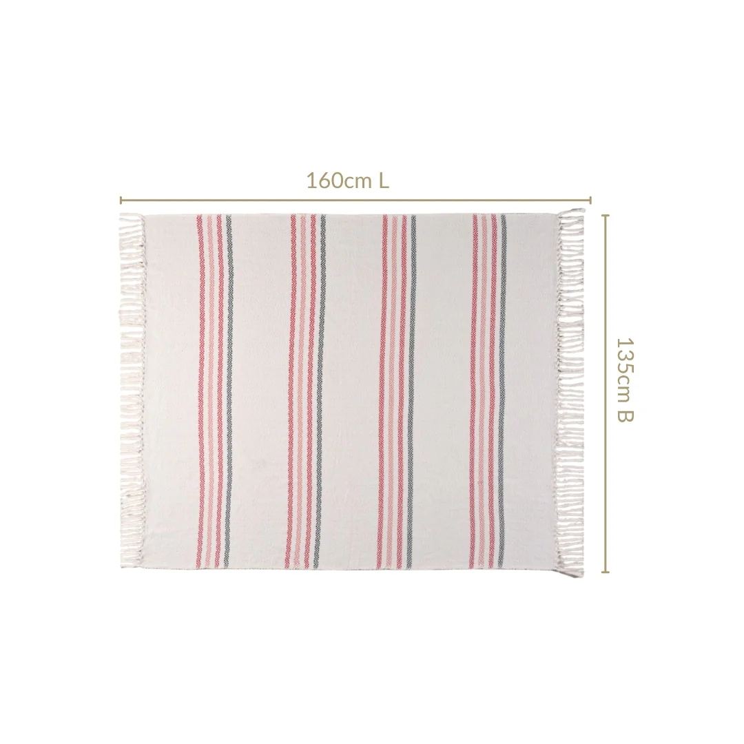 Chevron Stripe Pure Cotton Throw Blanket White - Image 4