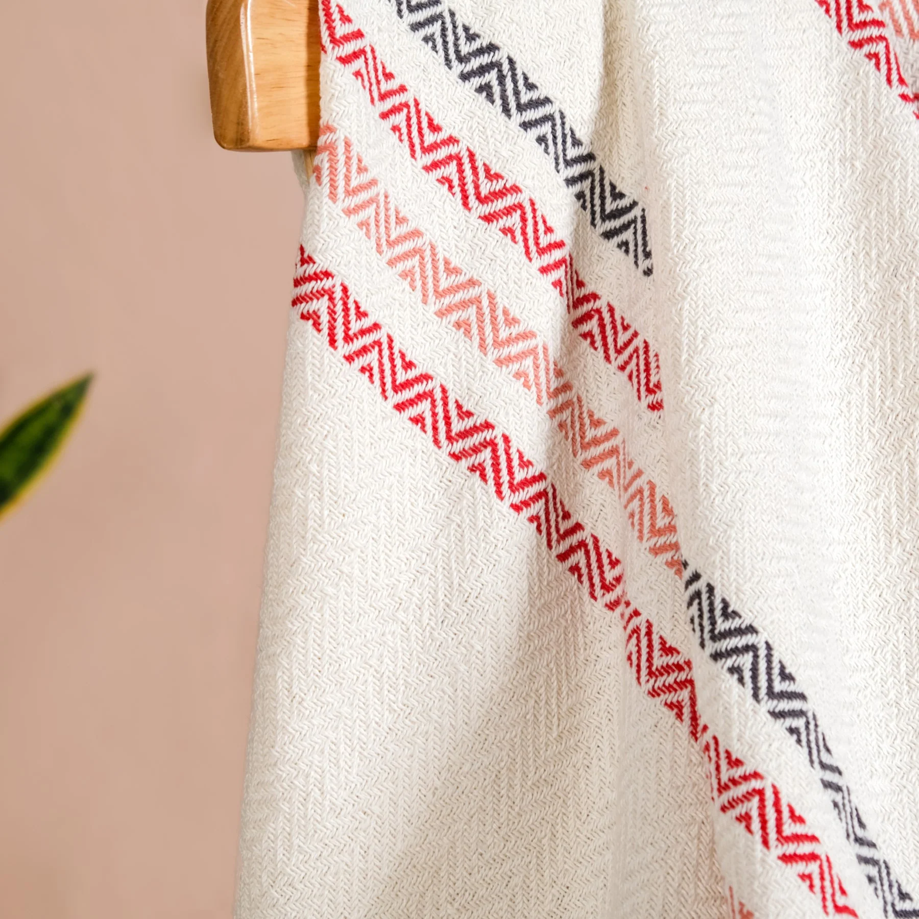 Chevron Stripe Pure Cotton Throw Blanket White - Image 7