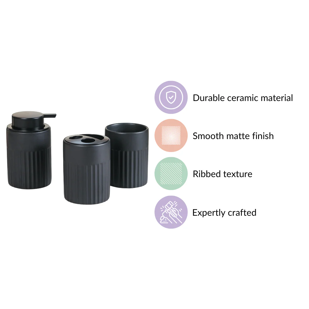 Chic Black Bathroom Accessories Set Of 3 - Image 5