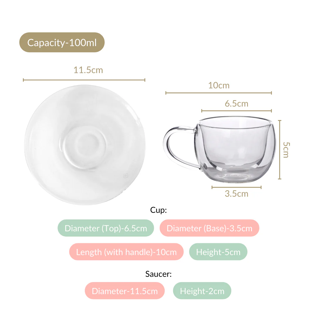 Chic Glass Cup And Saucer Set Of 4 100ml - Image 4