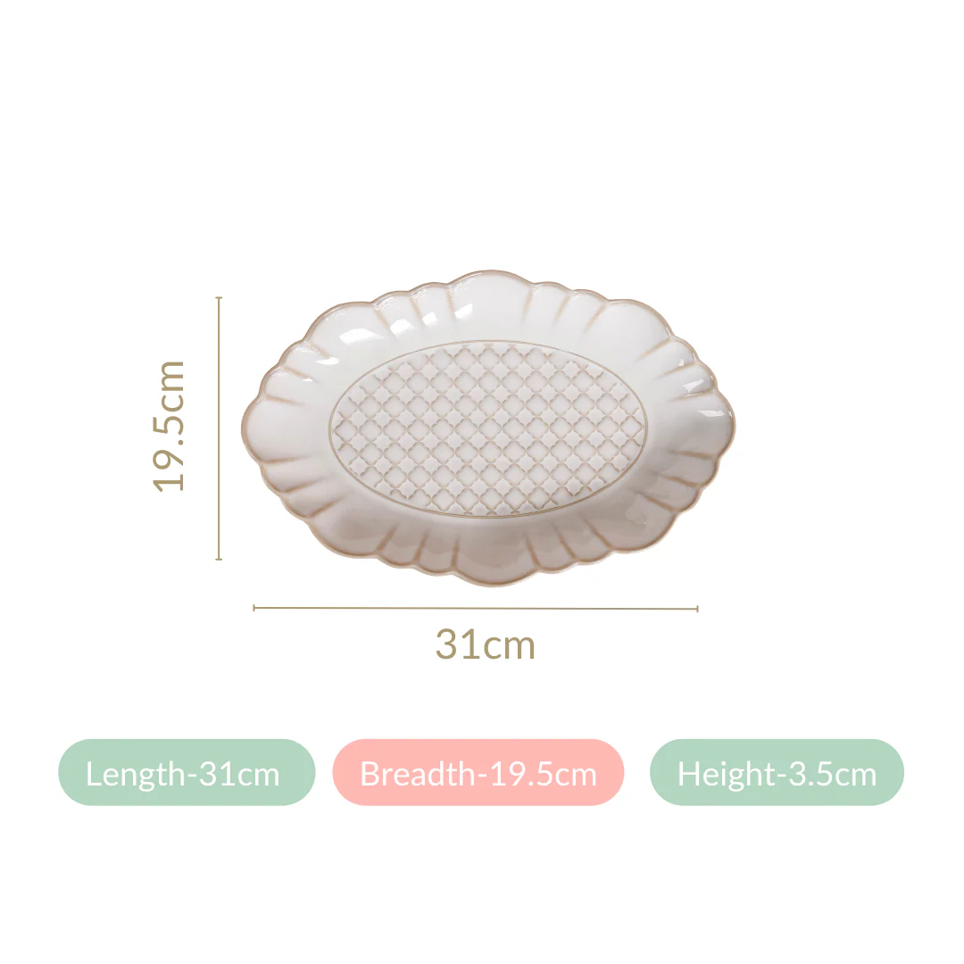 Chic Moroccan Long Plate Set Of 2 Ivory 12 Inch - Image 6
