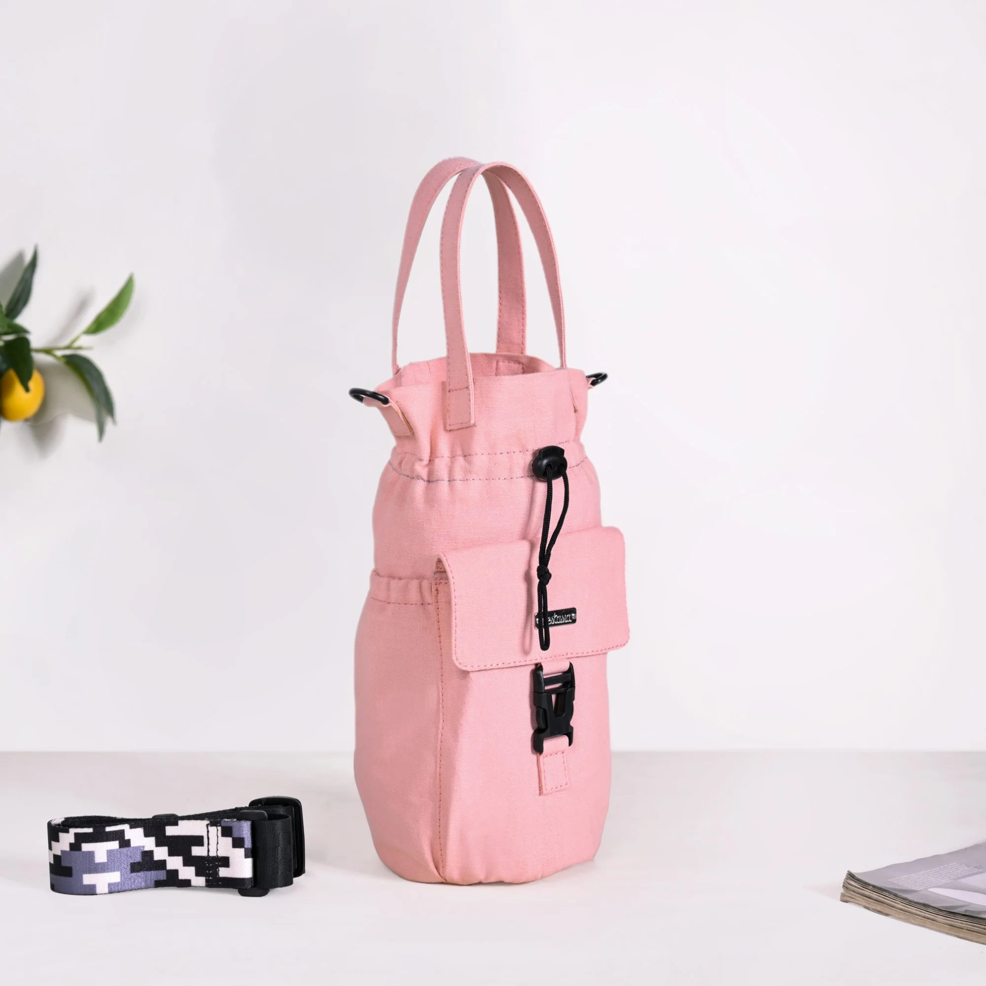 Chic Pink Drawstring Bottle Holder - Image 3
