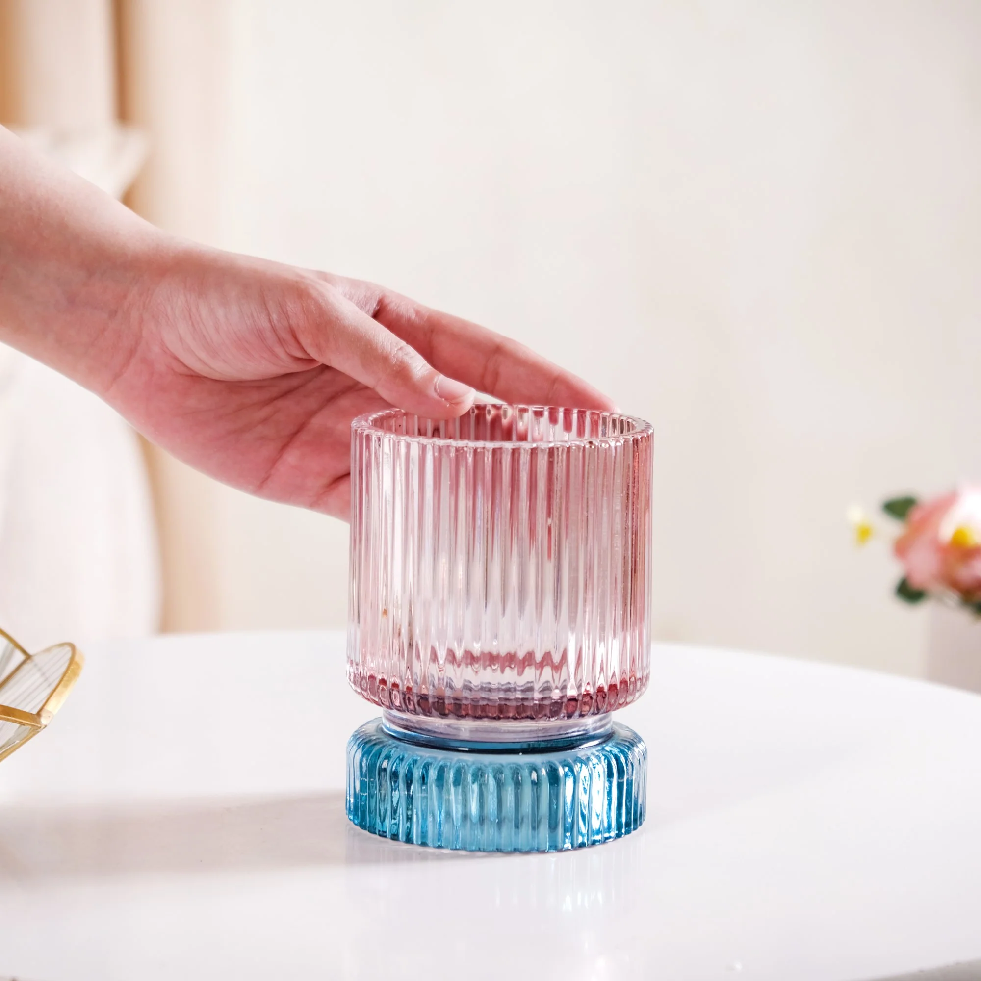 Chic Tinted Glass Tealight Candle Holder - Image 3