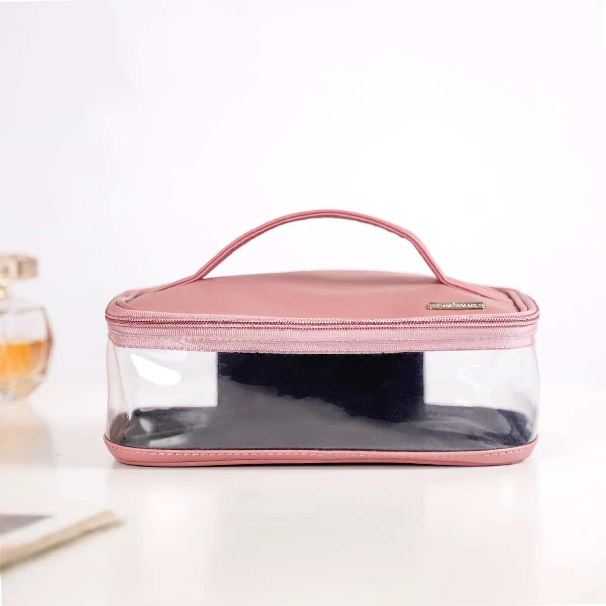 Chic Vegan Leather Toiletry Pouch Pink - Image 8
