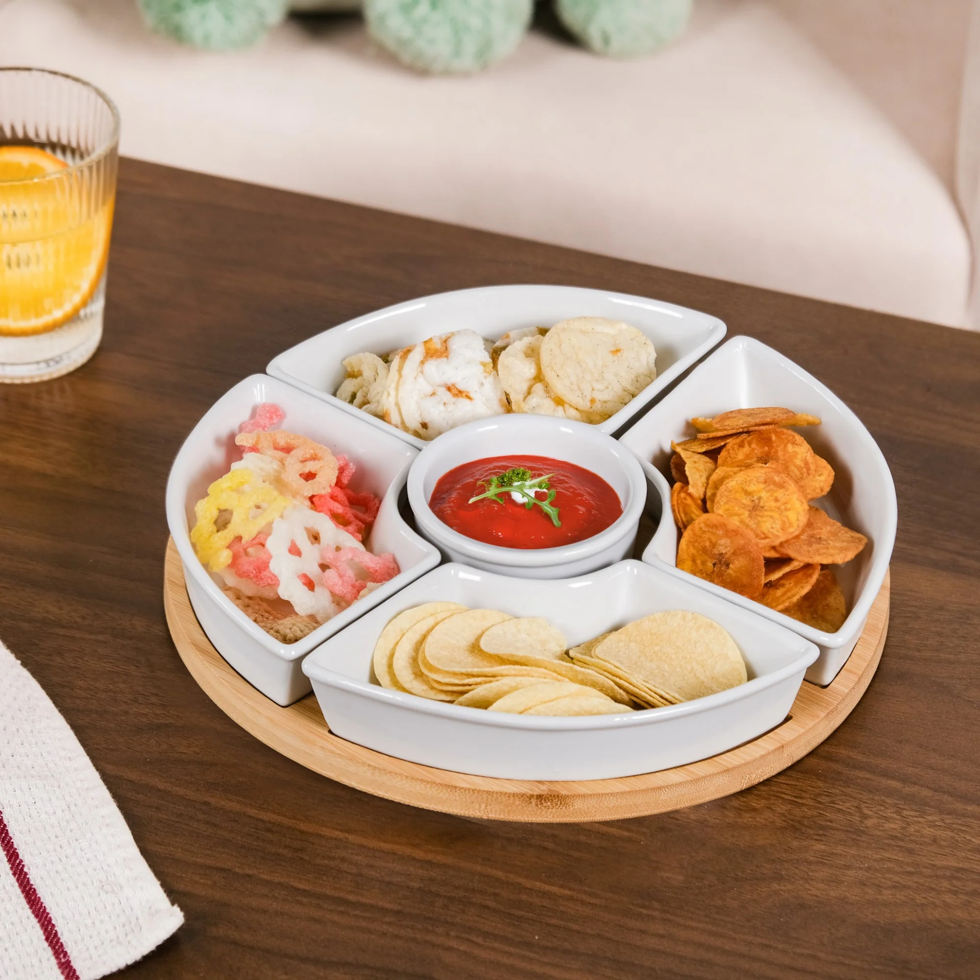 Chip And Dip White Ceramic Platter - Image 8