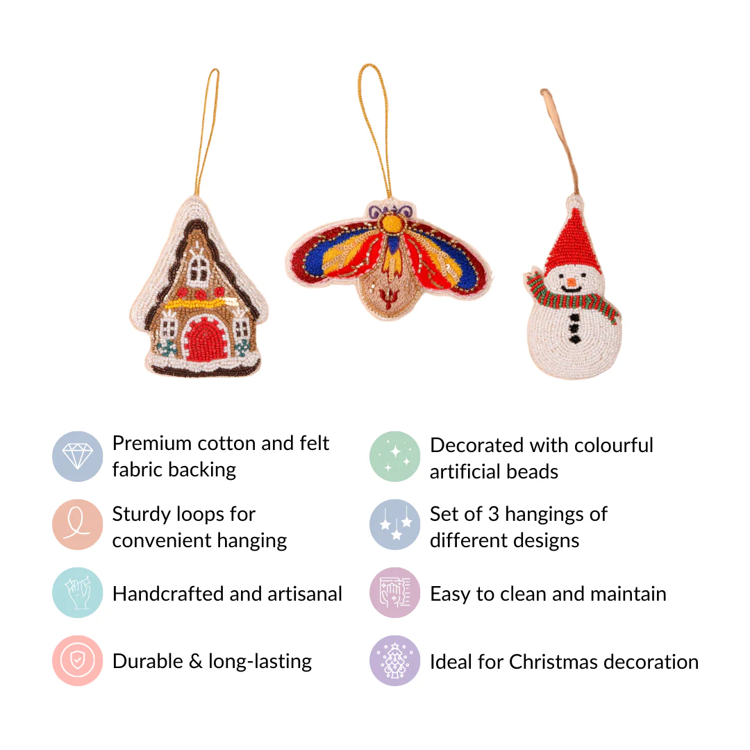 Christmas Hanging Ornament Set of 3 Multicolour - Image 7